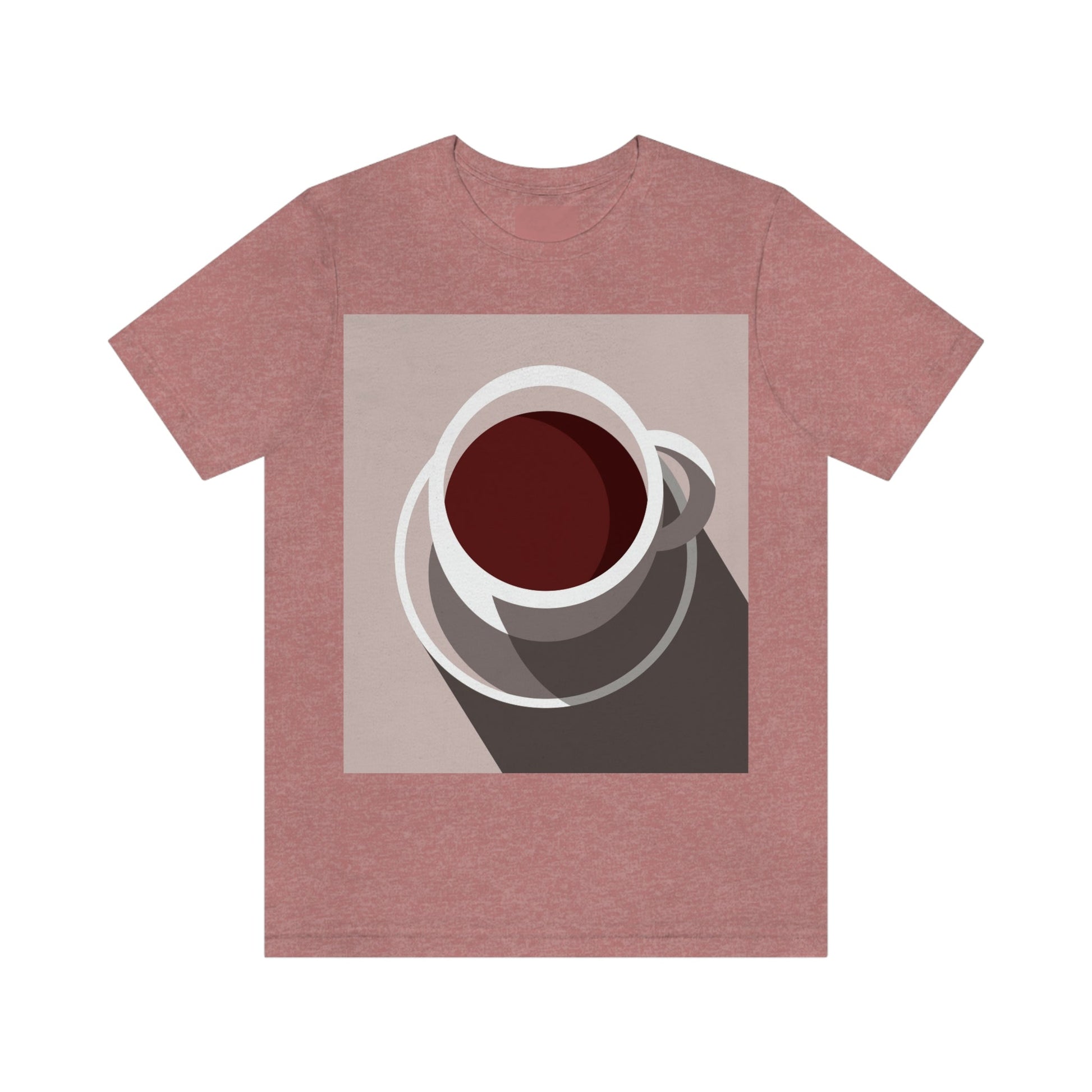 Cup Of Coffee Minimal Art Aesthetic Beige Unisex Jersey Short Sleeve T-Shirt Ichaku [Perfect Gifts Selection]