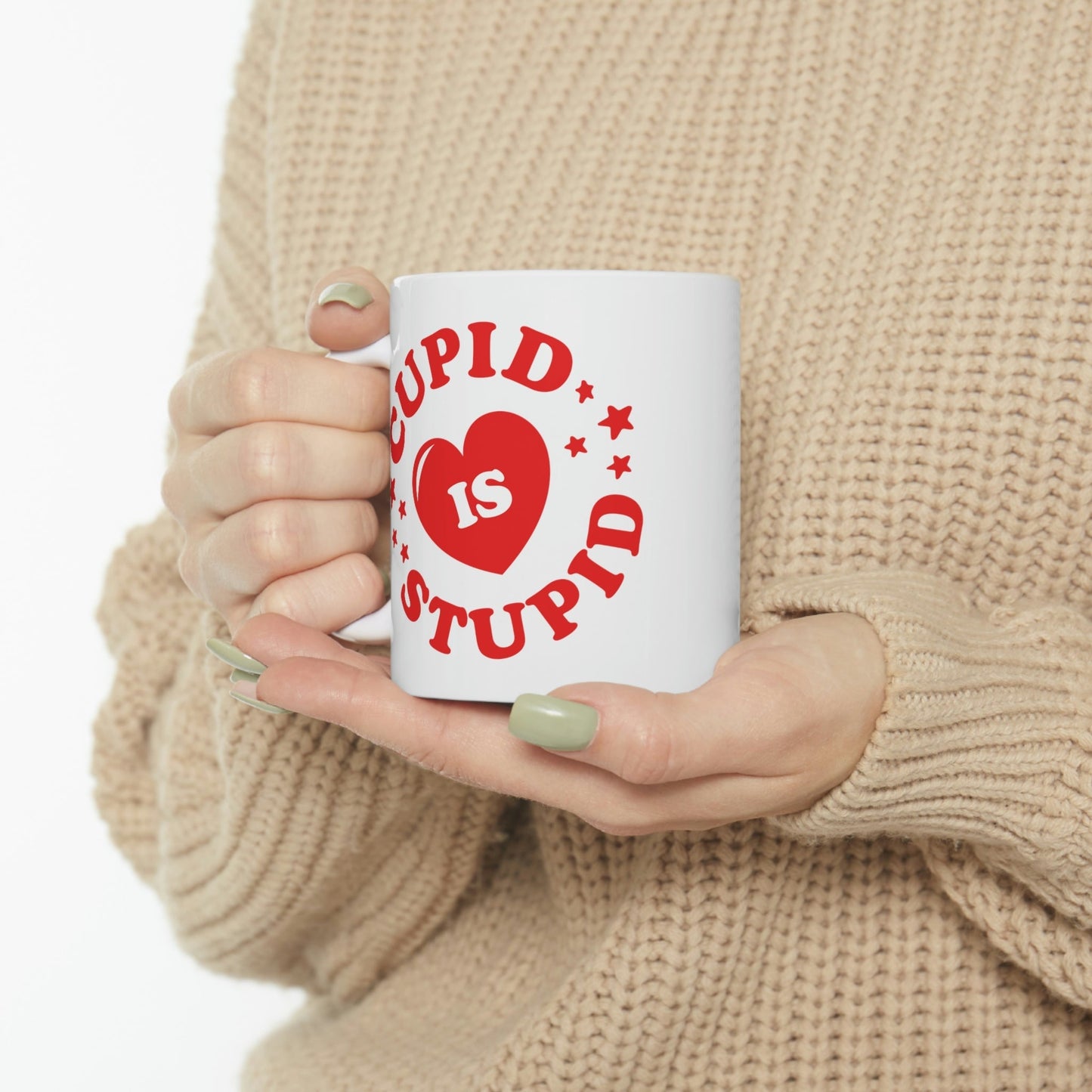 Cupid is Stupid Valentines Day Ceramic Mug 11oz Ichaku [Perfect Gifts Selection]