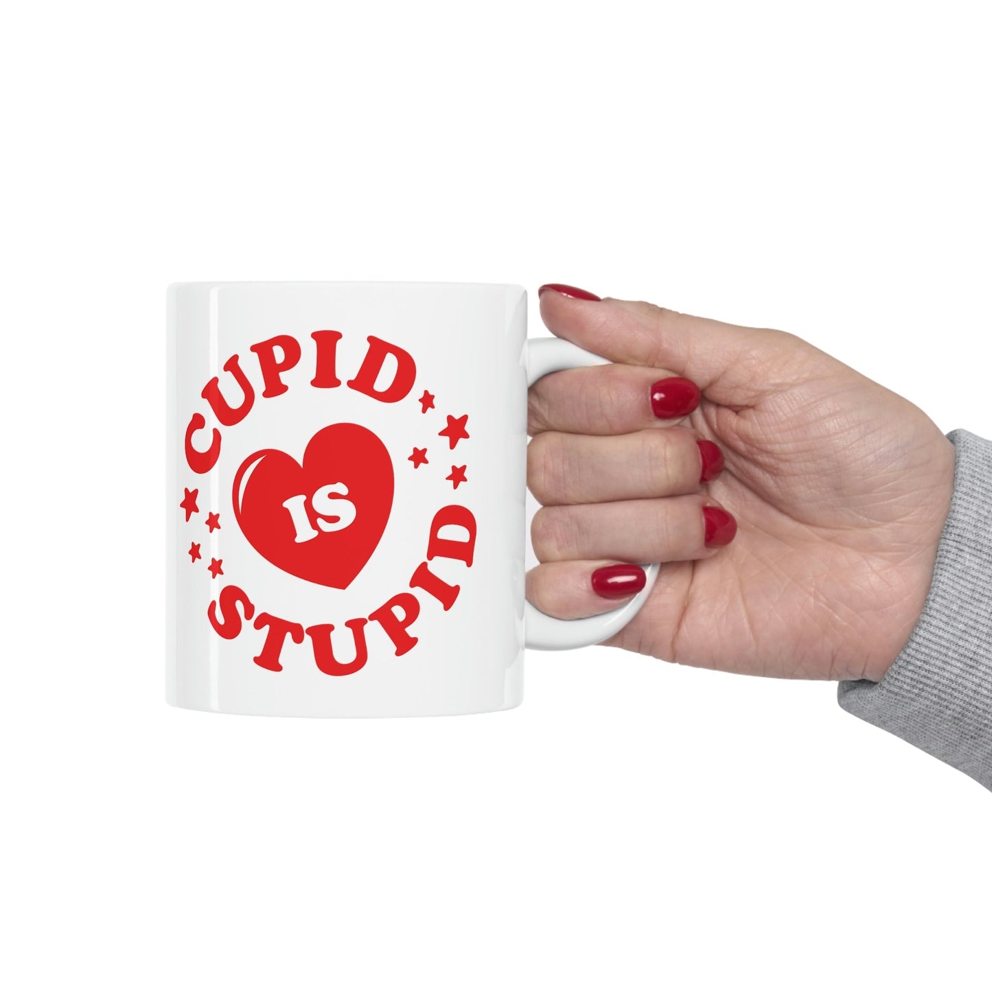 Cupid is Stupid Valentines Day Ceramic Mug 11oz Ichaku [Perfect Gifts Selection]