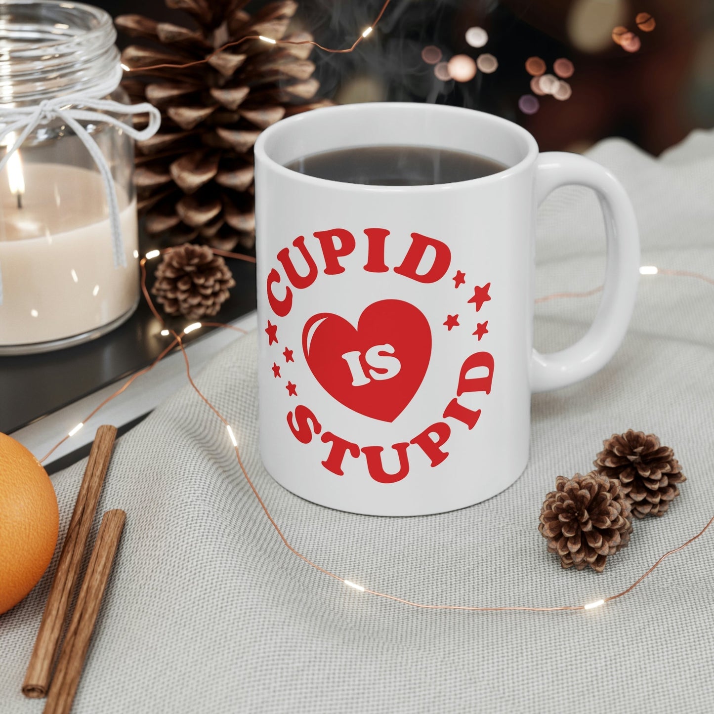 Cupid is Stupid Valentines Day Ceramic Mug 11oz Ichaku [Perfect Gifts Selection]