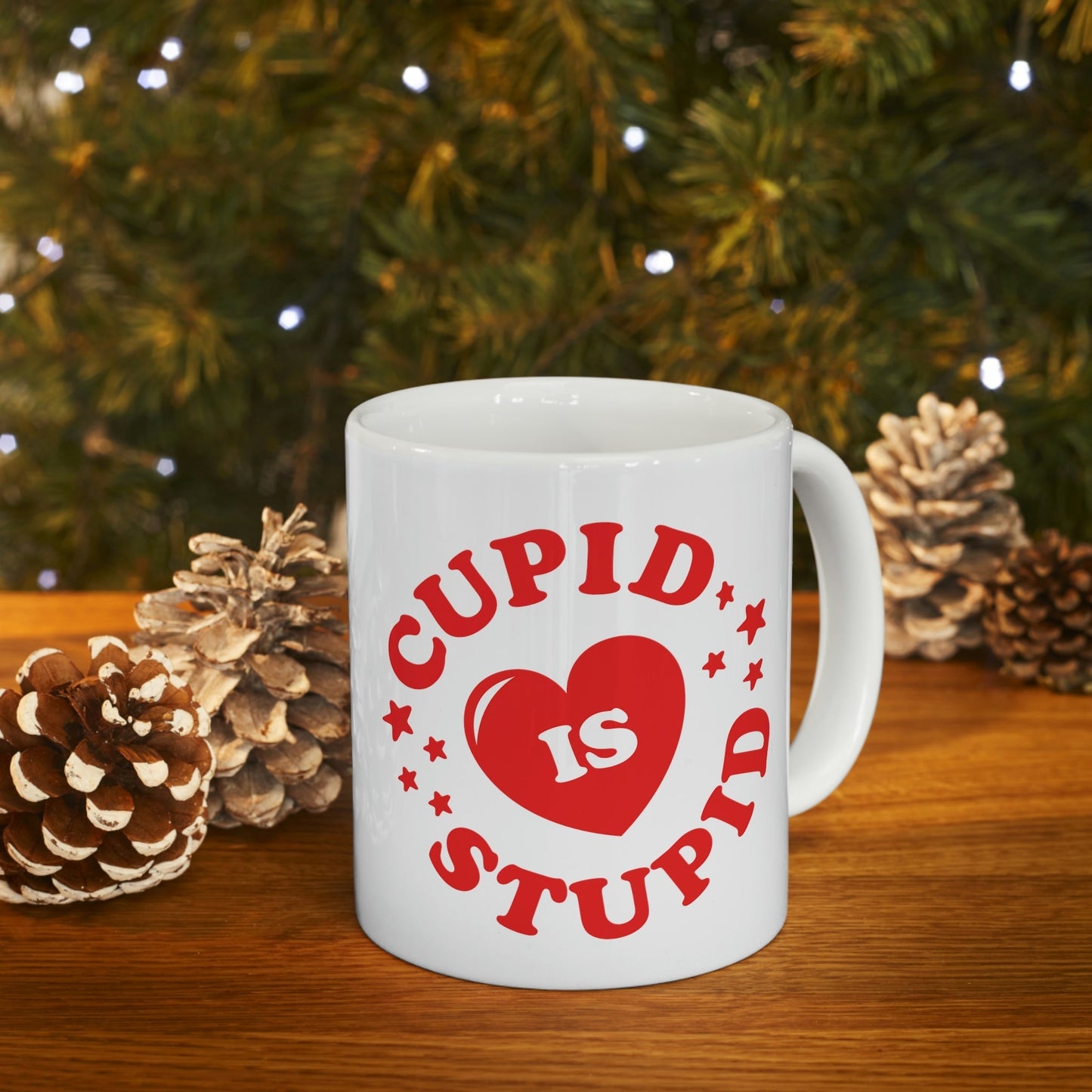 Cupid is Stupid Valentines Day Ceramic Mug 11oz Ichaku [Perfect Gifts Selection]