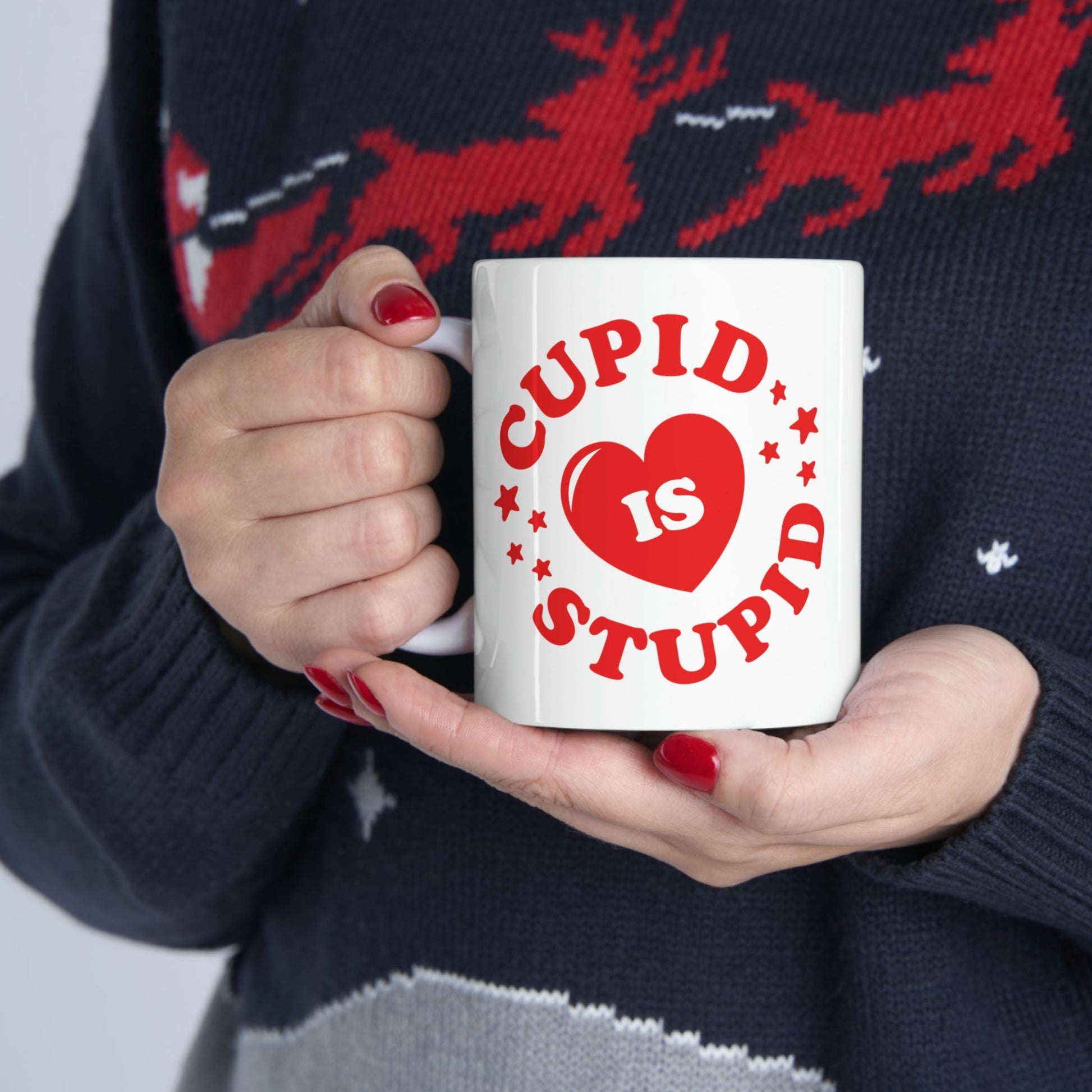 Cupid is Stupid Valentines Day Ceramic Mug 11oz Ichaku [Perfect Gifts Selection]