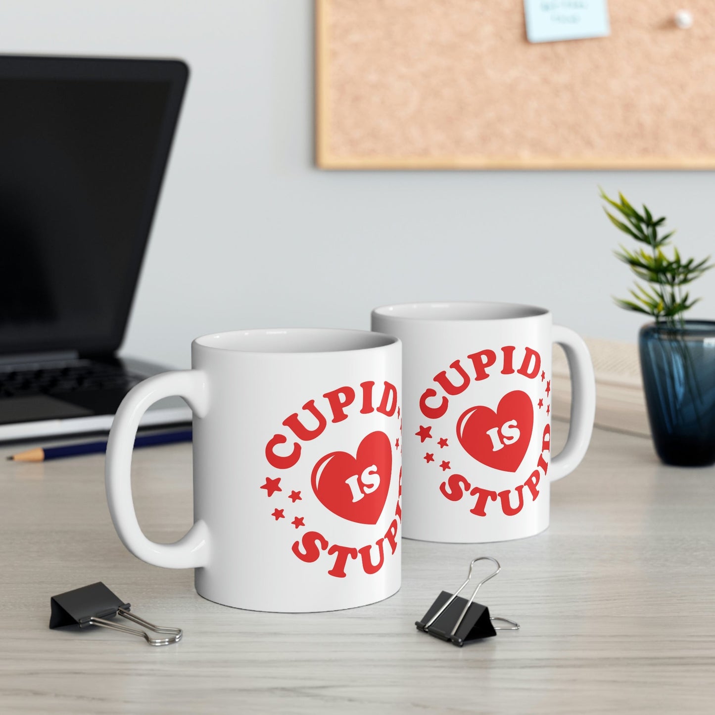 Cupid is Stupid Valentines Day Ceramic Mug 11oz Ichaku [Perfect Gifts Selection]