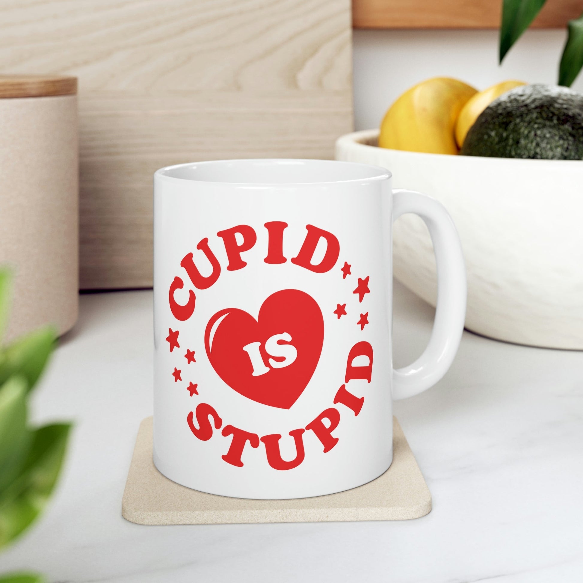 Cupid is Stupid Valentines Day Ceramic Mug 11oz Ichaku [Perfect Gifts Selection]