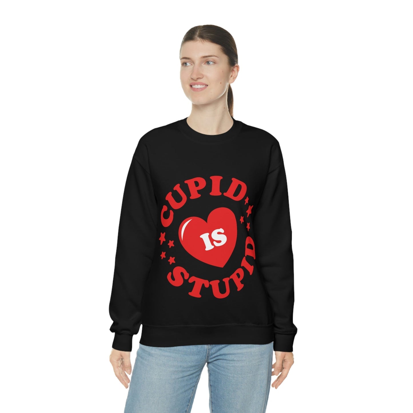 Cupid is Stupid Valentines Day Quotes Unisex Heavy Blend™ Crewneck Sweatshirt Ichaku [Perfect Gifts Selection]