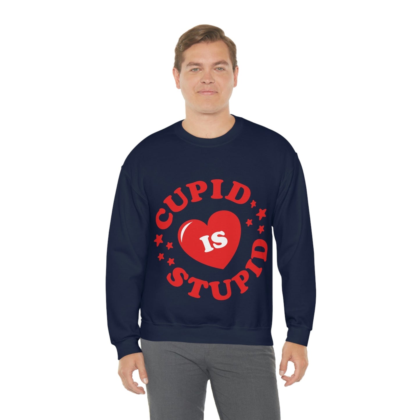 Cupid is Stupid Valentines Day Quotes Unisex Heavy Blend™ Crewneck Sweatshirt Ichaku [Perfect Gifts Selection]