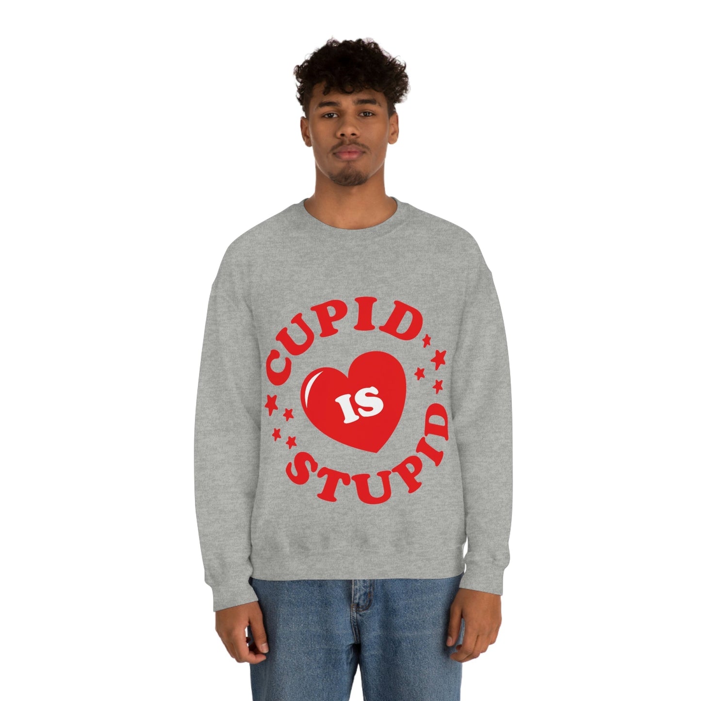 Cupid is Stupid Valentines Day Quotes Unisex Heavy Blend™ Crewneck Sweatshirt Ichaku [Perfect Gifts Selection]