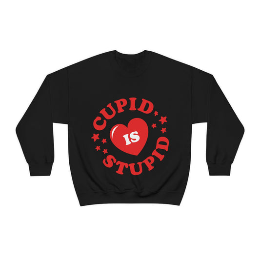 Cupid is Stupid Valentines Day Quotes Unisex Heavy Blend™ Crewneck Sweatshirt Ichaku [Perfect Gifts Selection]