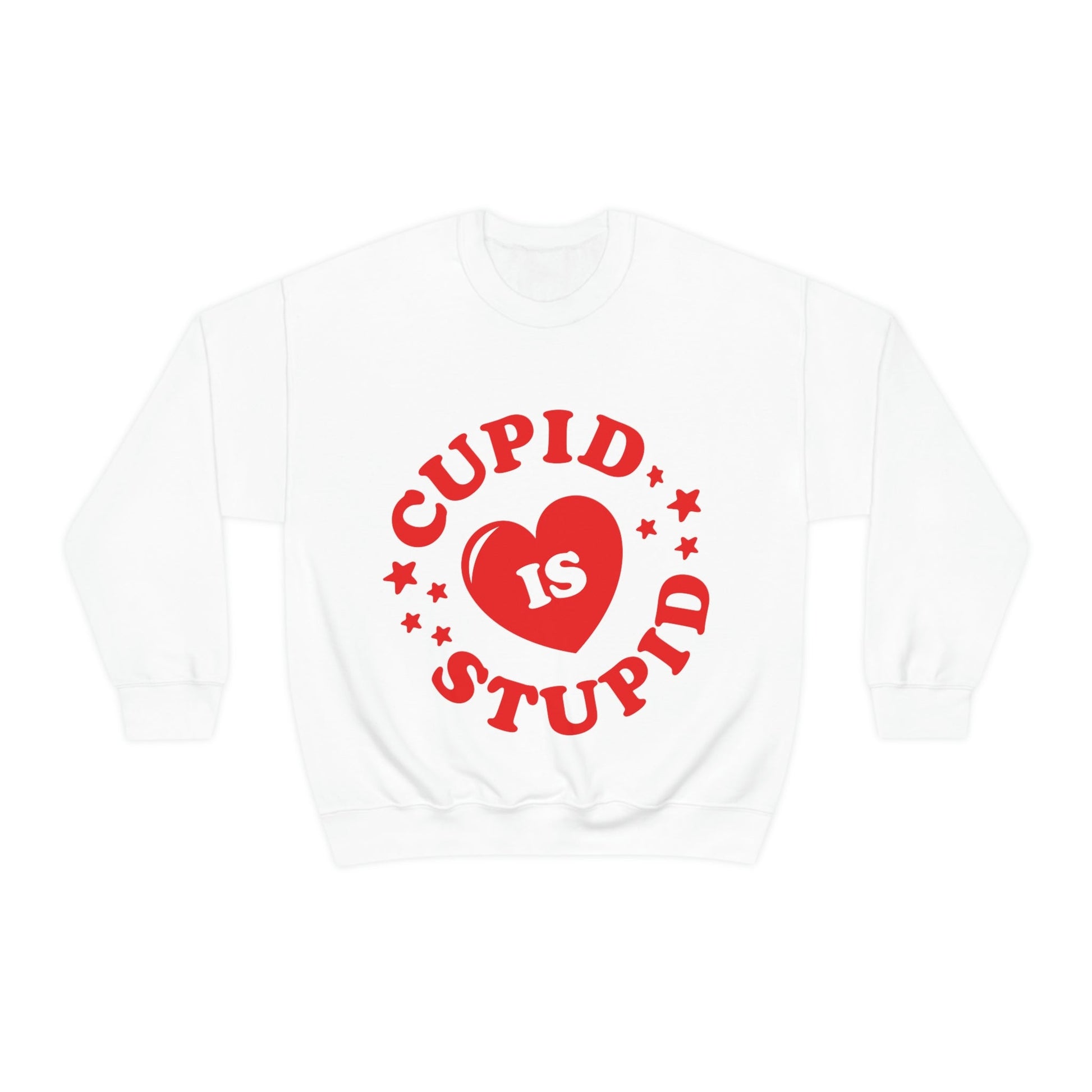 Cupid is Stupid Valentines Day Quotes Unisex Heavy Blend™ Crewneck Sweatshirt Ichaku [Perfect Gifts Selection]