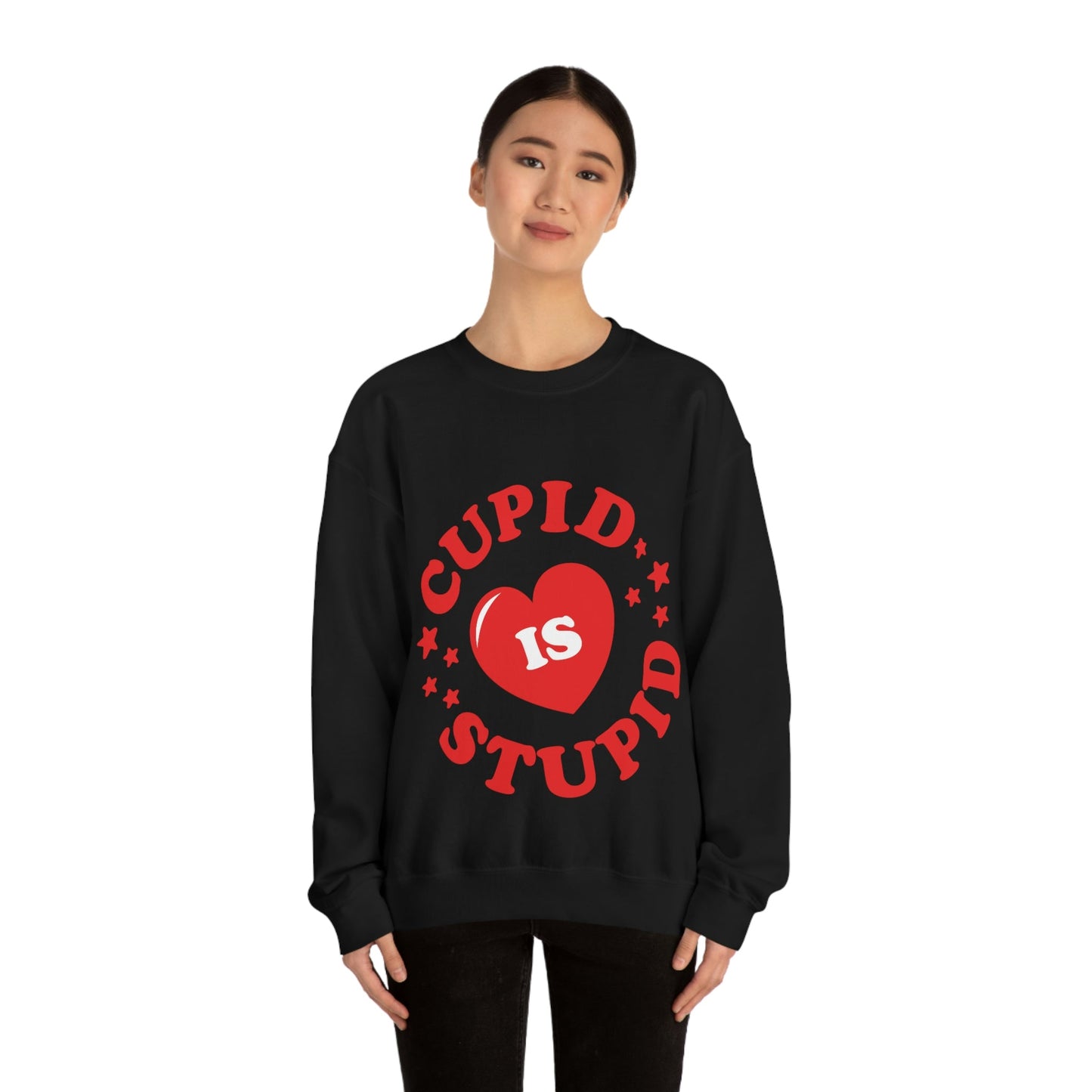 Cupid is Stupid Valentines Day Quotes Unisex Heavy Blend™ Crewneck Sweatshirt Ichaku [Perfect Gifts Selection]