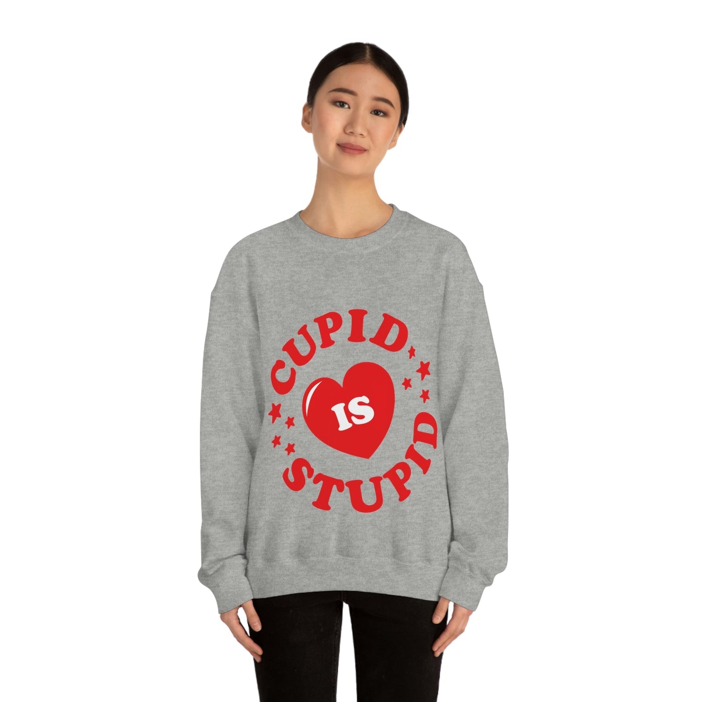 Cupid is Stupid Valentines Day Quotes Unisex Heavy Blend™ Crewneck Sweatshirt Ichaku [Perfect Gifts Selection]