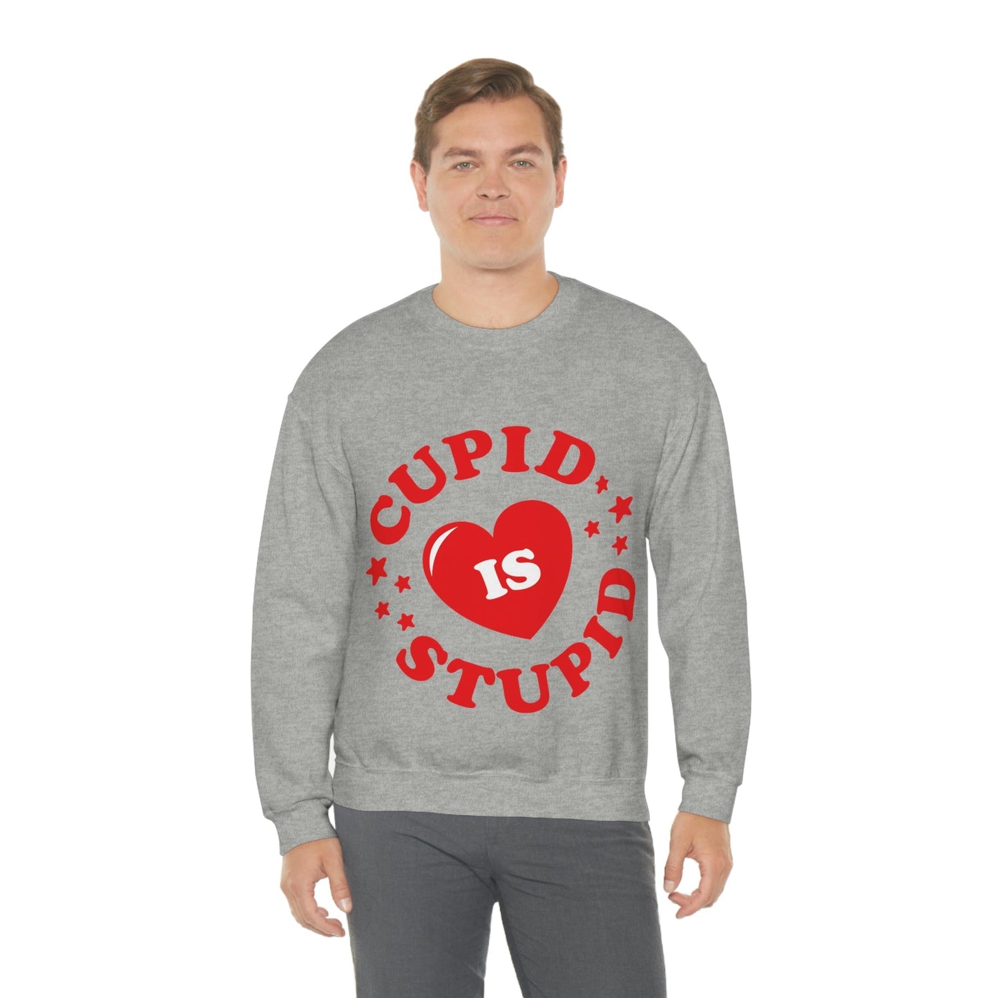 Cupid is Stupid Valentines Day Quotes Unisex Heavy Blend™ Crewneck Sweatshirt Ichaku [Perfect Gifts Selection]