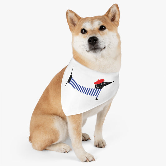 Dachshund French Style Black Funny Dog Bowl Pet Bandana Collar Ichaku [Perfect Gifts Selection]