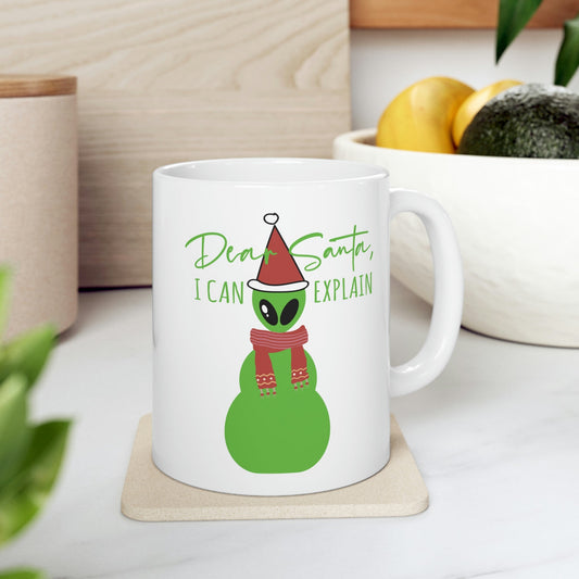 Dear Santa I Can Explain Secret Santa Aliens Humor UFO Ceramic Mug 11oz Ichaku [Perfect Gifts Selection]