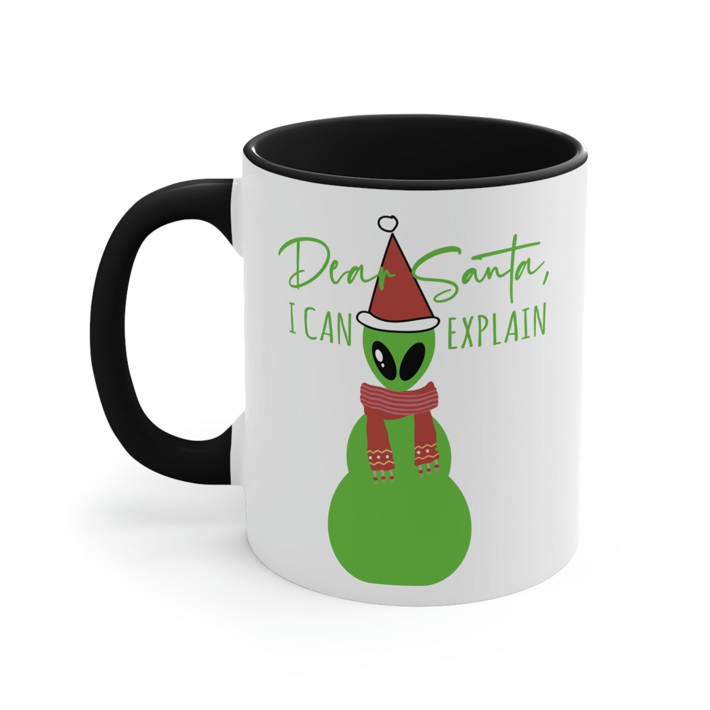 Dear Santa I Can Explain Secret Santa Aliens Humor UFO Classic Accent Coffee Mug 11oz Ichaku [Perfect Gifts Selection]