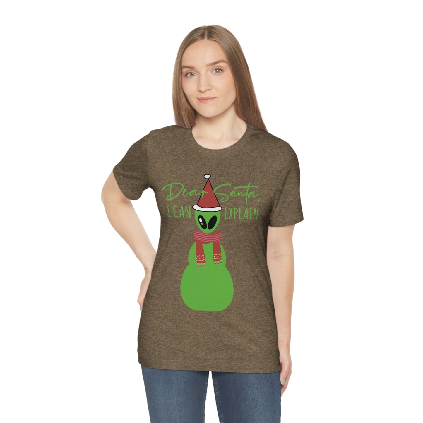 Dear Santa I Can Explain Secret Santa Aliens Humor UFO Unisex Jersey Short Sleeve T-Shirt Ichaku [Perfect Gifts Selection]