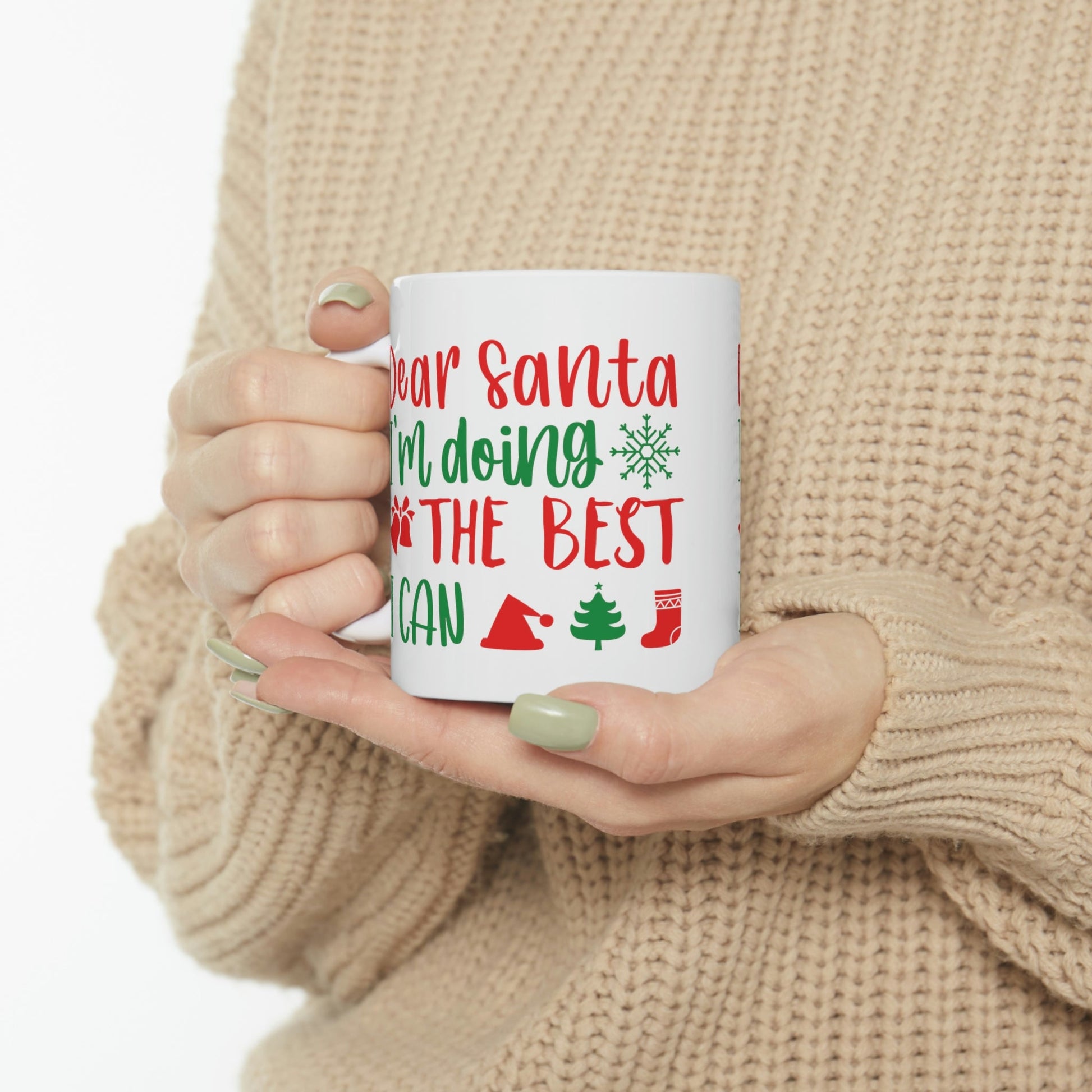 Dear Santa I'm Doing The Best I Can Christmas Wishes Ceramic Mug 11oz Ichaku [Perfect Gifts Selection]