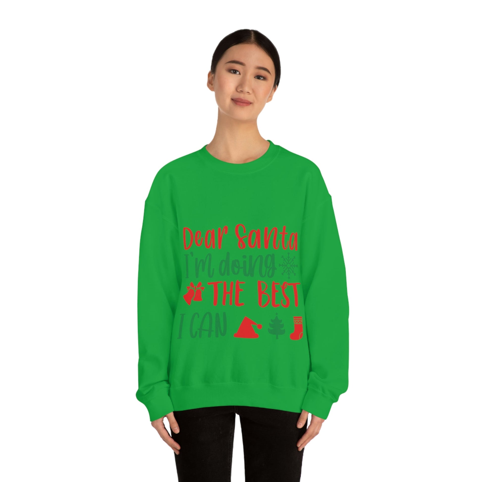 Dear Santa I'm Doing The Best I Can Christmas Wishes Unisex Heavy Blend™ Crewneck Sweatshirt Ichaku [Perfect Gifts Selection]