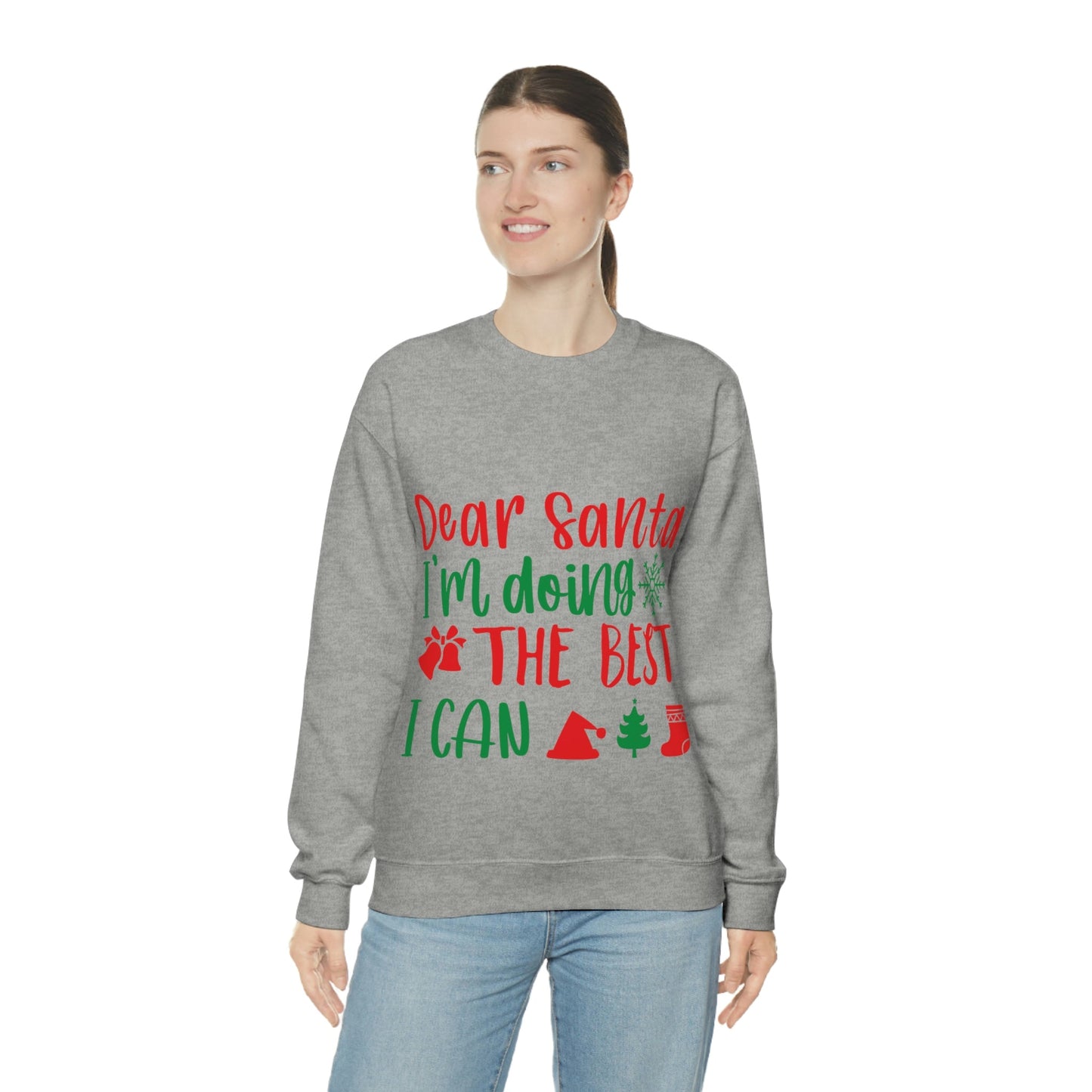 Dear Santa I'm Doing The Best I Can Christmas Wishes Unisex Heavy Blend™ Crewneck Sweatshirt Ichaku [Perfect Gifts Selection]