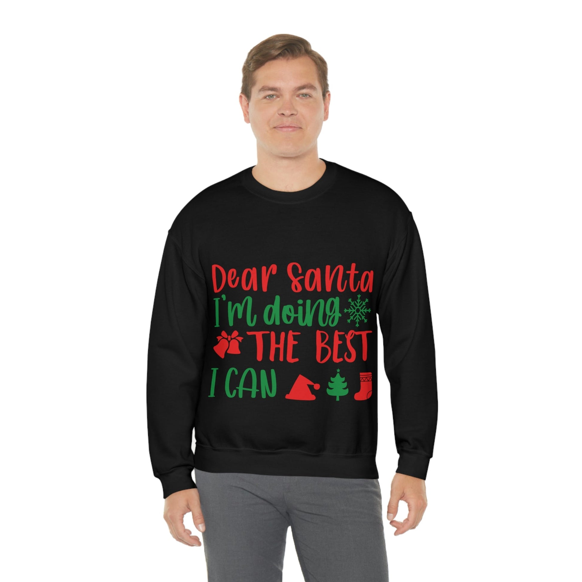 Dear Santa I'm Doing The Best I Can Christmas Wishes Unisex Heavy Blend™ Crewneck Sweatshirt Ichaku [Perfect Gifts Selection]