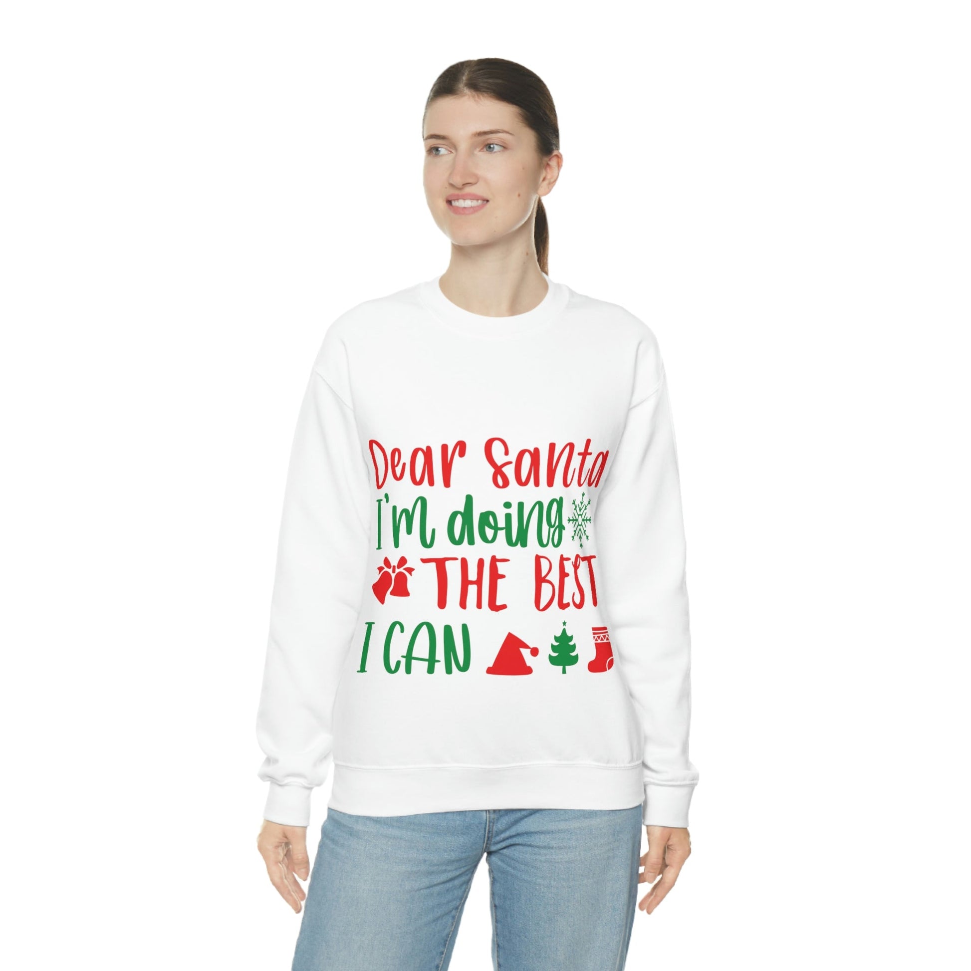 Dear Santa I'm Doing The Best I Can Christmas Wishes Unisex Heavy Blend™ Crewneck Sweatshirt Ichaku [Perfect Gifts Selection]