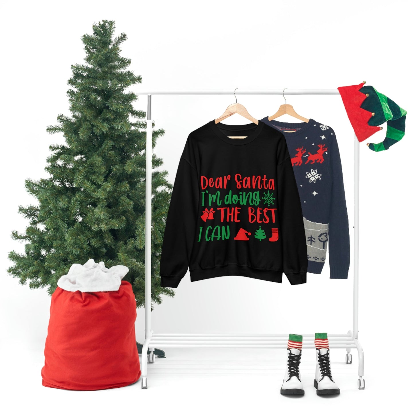 Dear Santa I'm Doing The Best I Can Christmas Wishes Unisex Heavy Blend™ Crewneck Sweatshirt Ichaku [Perfect Gifts Selection]