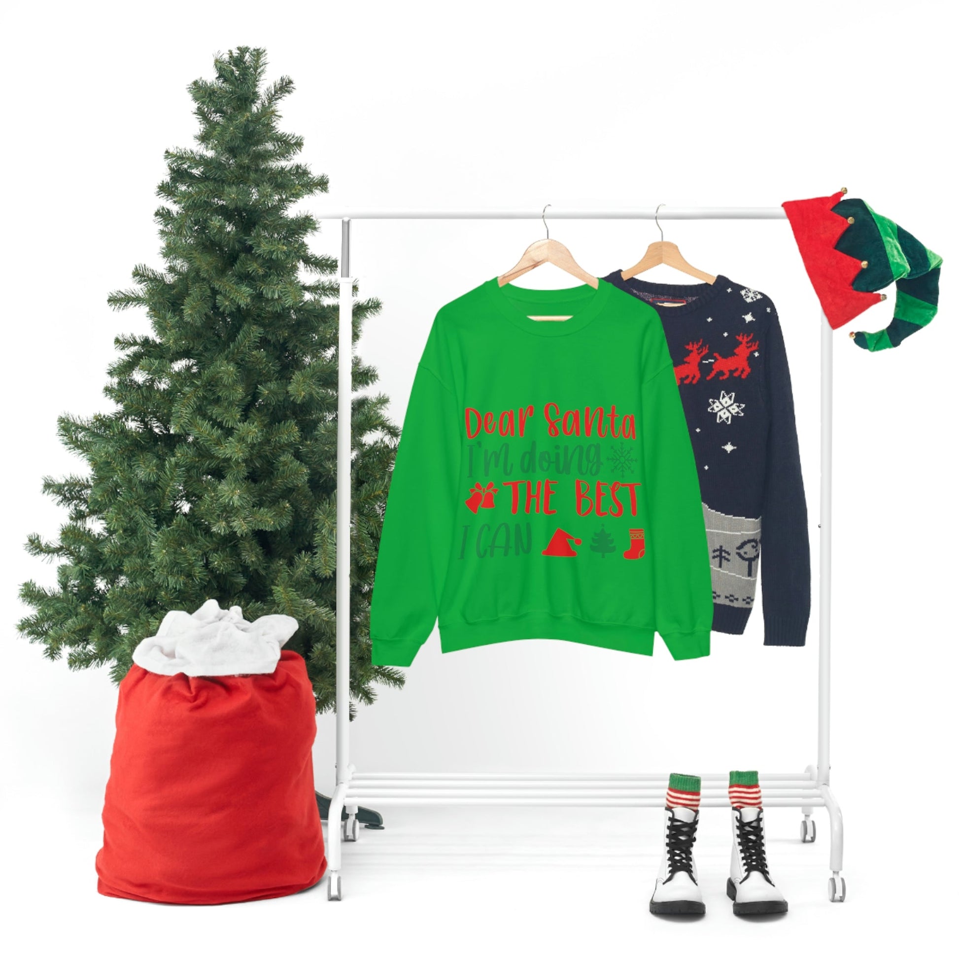 Dear Santa I'm Doing The Best I Can Christmas Wishes Unisex Heavy Blend™ Crewneck Sweatshirt Ichaku [Perfect Gifts Selection]