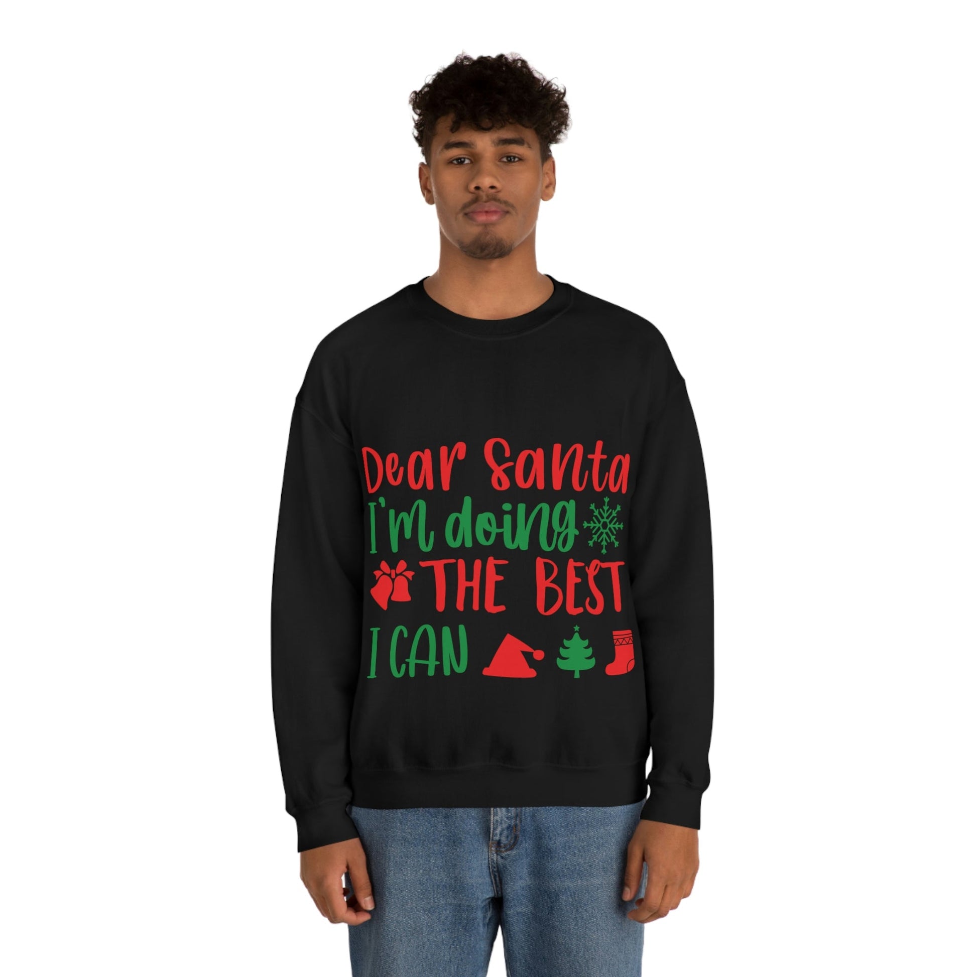 Dear Santa I'm Doing The Best I Can Christmas Wishes Unisex Heavy Blend™ Crewneck Sweatshirt Ichaku [Perfect Gifts Selection]