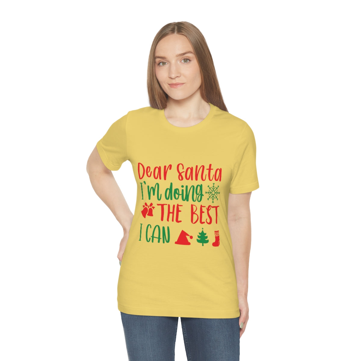 Dear Santa I'm Doing The Best I Can Christmas Wishes Unisex Jersey Short Sleeve T-Shirt Ichaku [Perfect Gifts Selection]