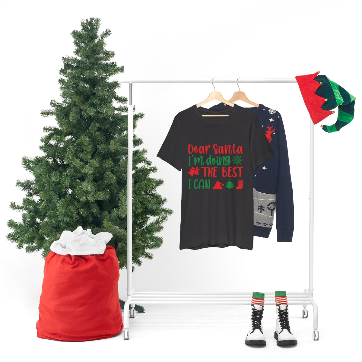 Dear Santa I'm Doing The Best I Can Christmas Wishes Unisex Jersey Short Sleeve T-Shirt Ichaku [Perfect Gifts Selection]