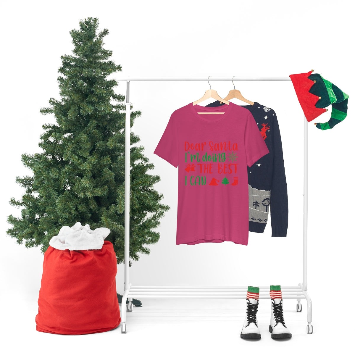 Dear Santa I'm Doing The Best I Can Christmas Wishes Unisex Jersey Short Sleeve T-Shirt Ichaku [Perfect Gifts Selection]