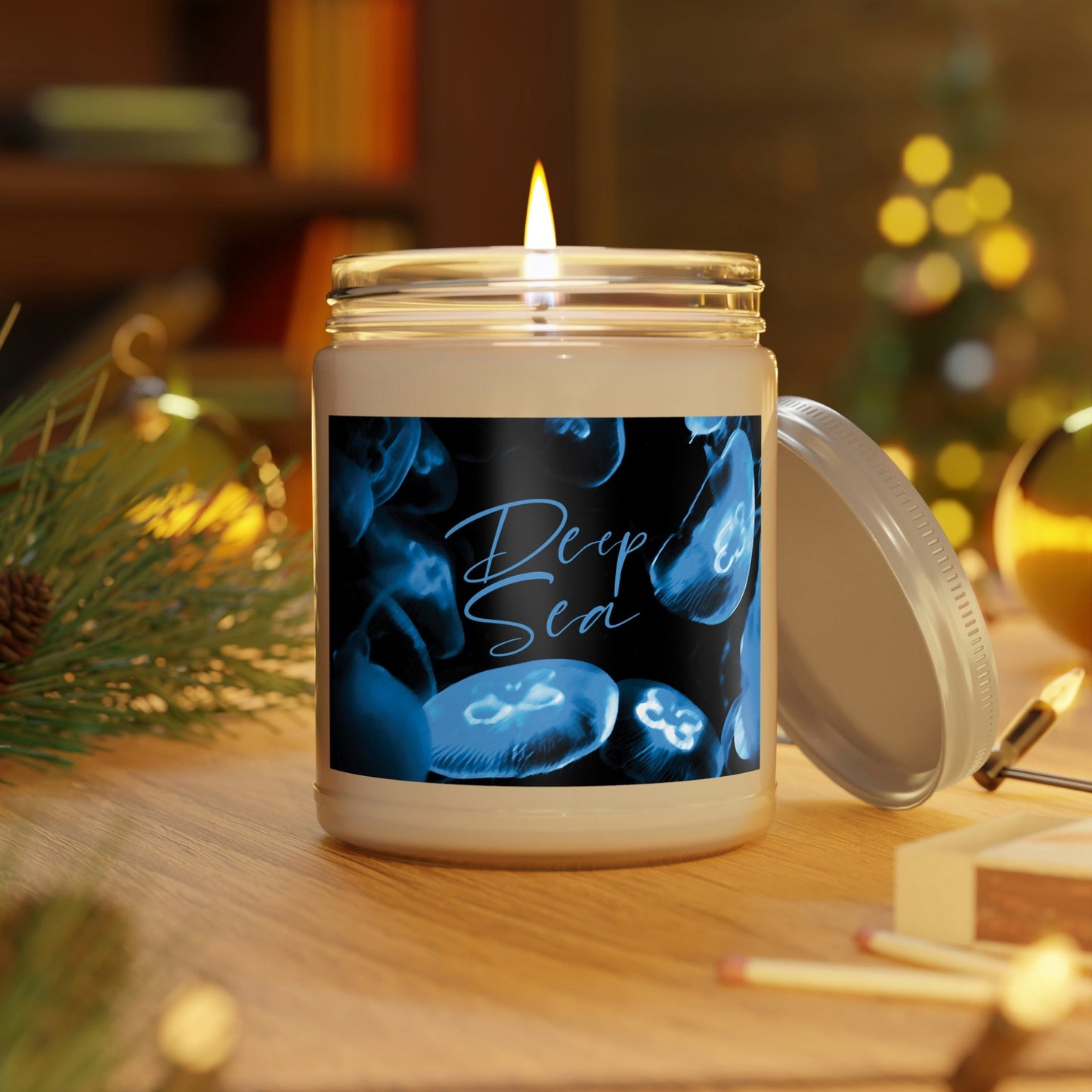 Deep Sea Jellyfish Silhouette Eco Friendly Life Scented Candle Up to 60h Soy Wa, 9oz Ichaku [Perfect Gifts Selection]