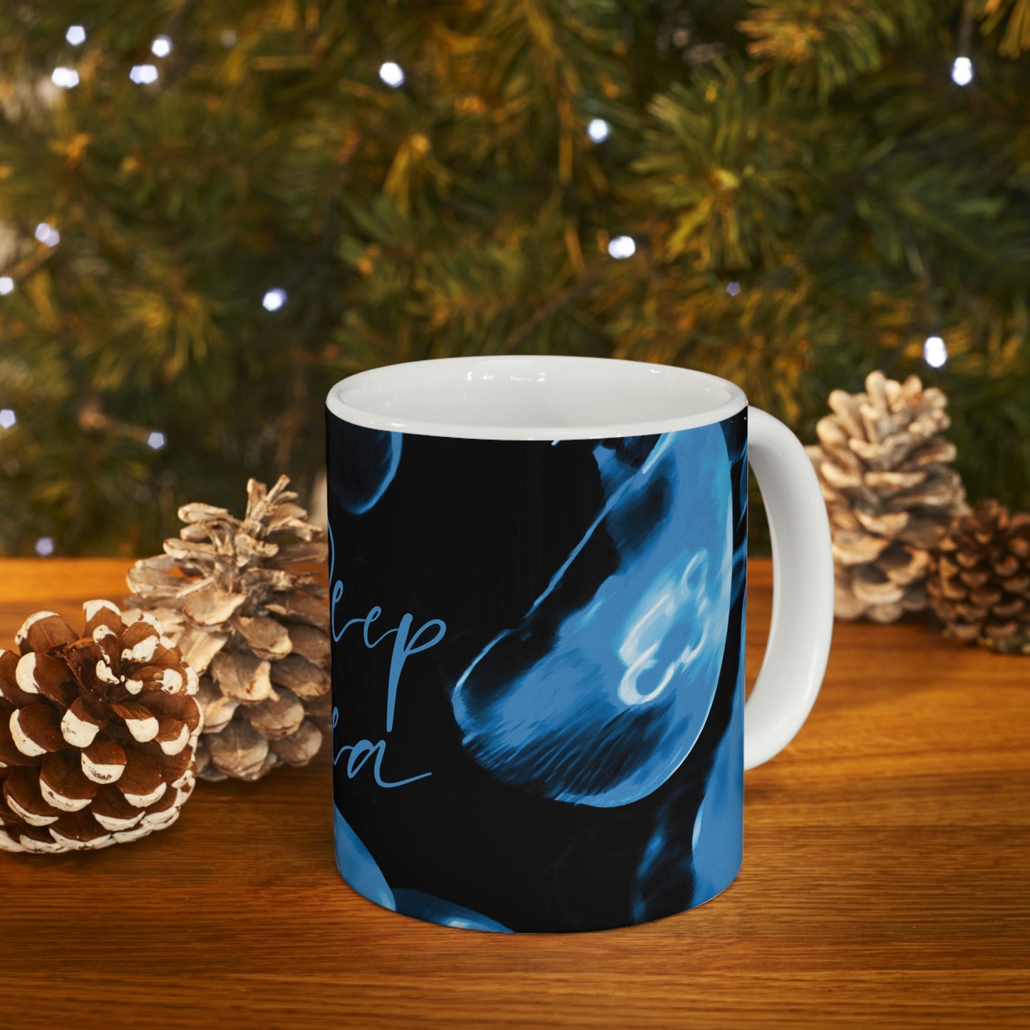 Deep Sea Jellyfish Silhouette Eco Friendly Life Sign Ceramic Mug 11oz Ichaku [Perfect Gifts Selection]