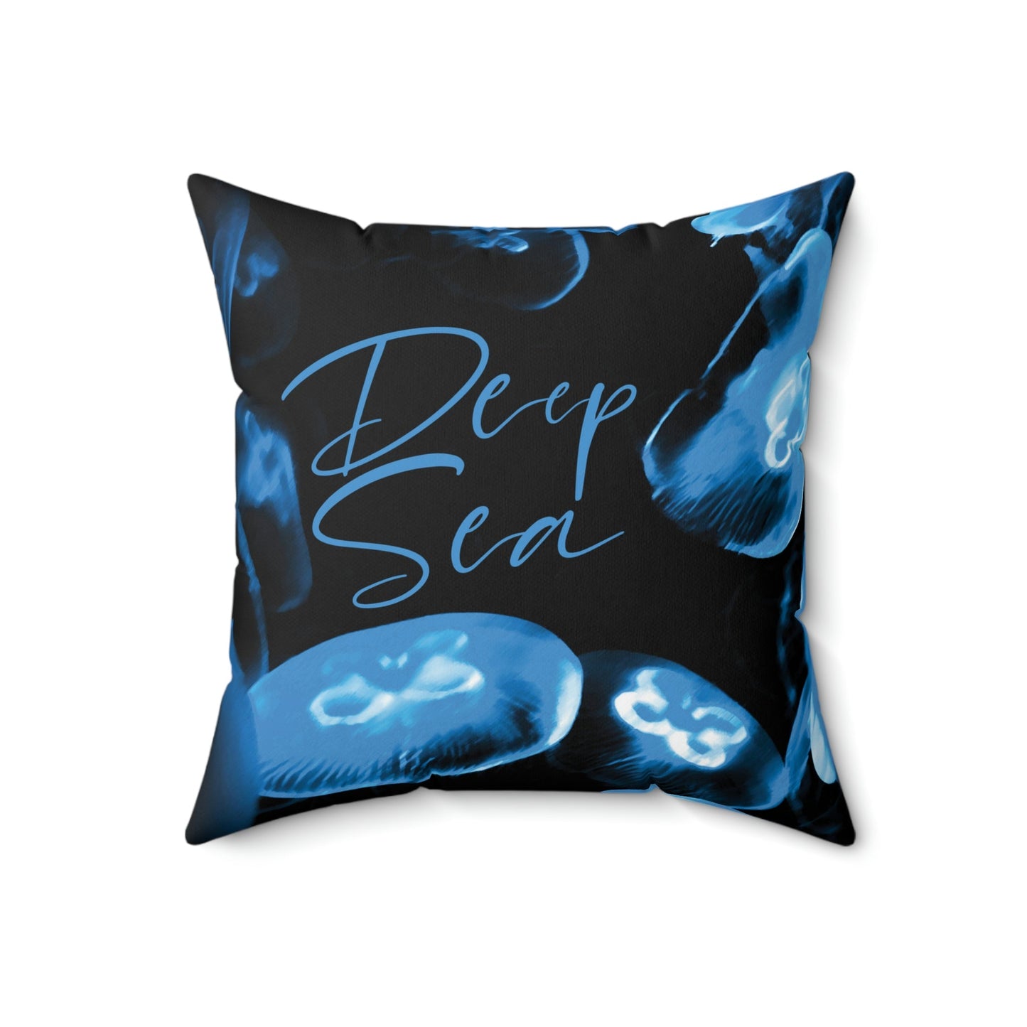 Deep Sea Jellyfish Silhouette Eco Friendly Life Sign Spun Polyester Square Pillow Ichaku [Perfect Gifts Selection]