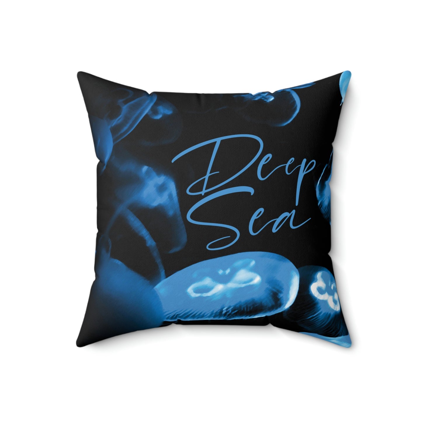 Deep Sea Jellyfish Silhouette Eco Friendly Life Sign Spun Polyester Square Pillow Ichaku [Perfect Gifts Selection]