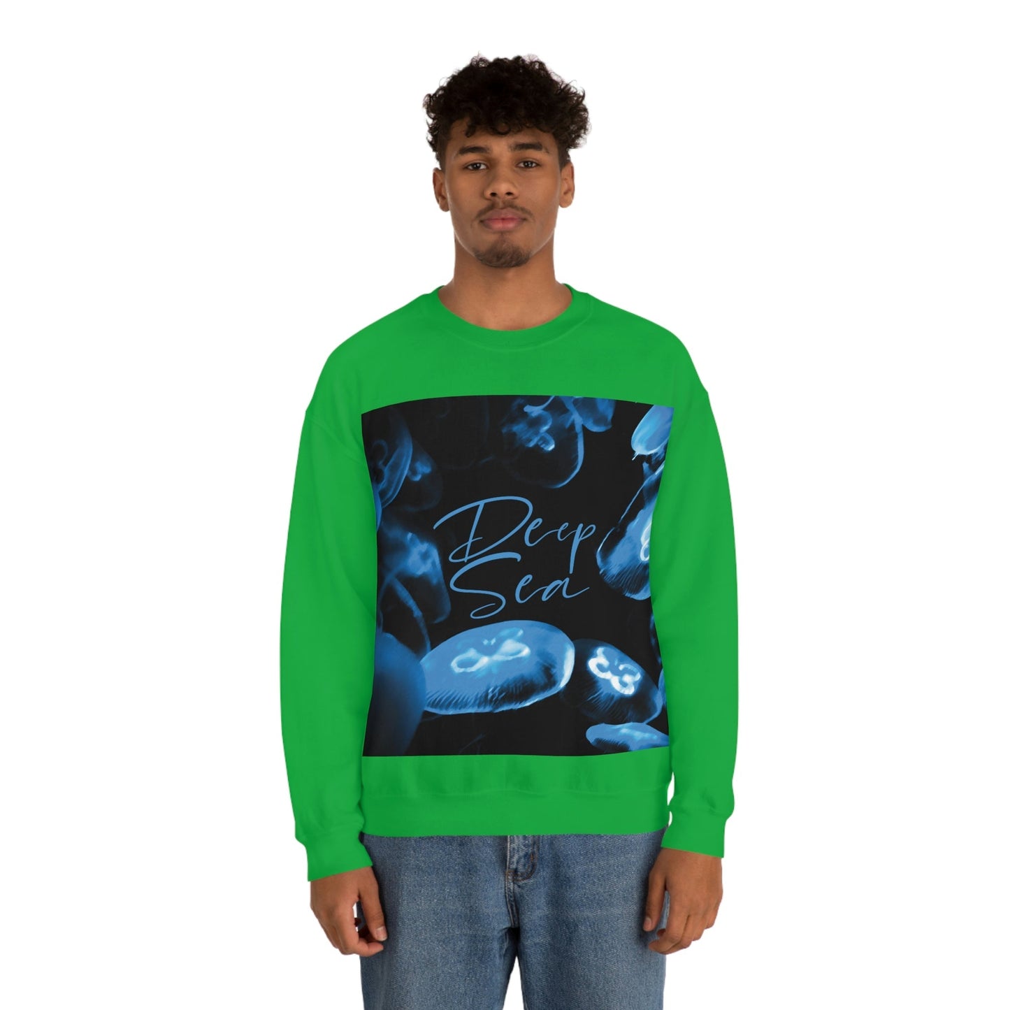 Deep Sea Jellyfish Silhouette Eco Friendly Life Sign Unisex Heavy Blend™ Crewneck Sweatshirt Ichaku [Perfect Gifts Selection]