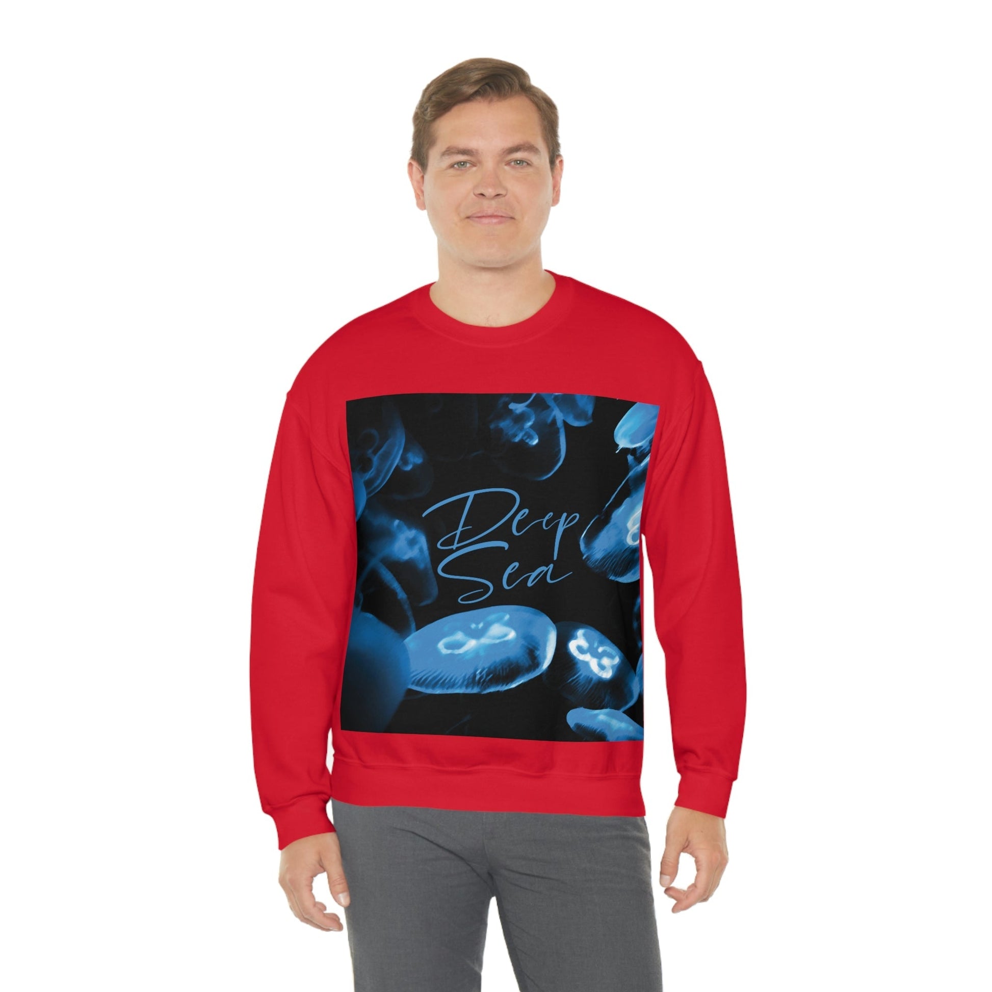 Deep Sea Jellyfish Silhouette Eco Friendly Life Sign Unisex Heavy Blend™ Crewneck Sweatshirt Ichaku [Perfect Gifts Selection]