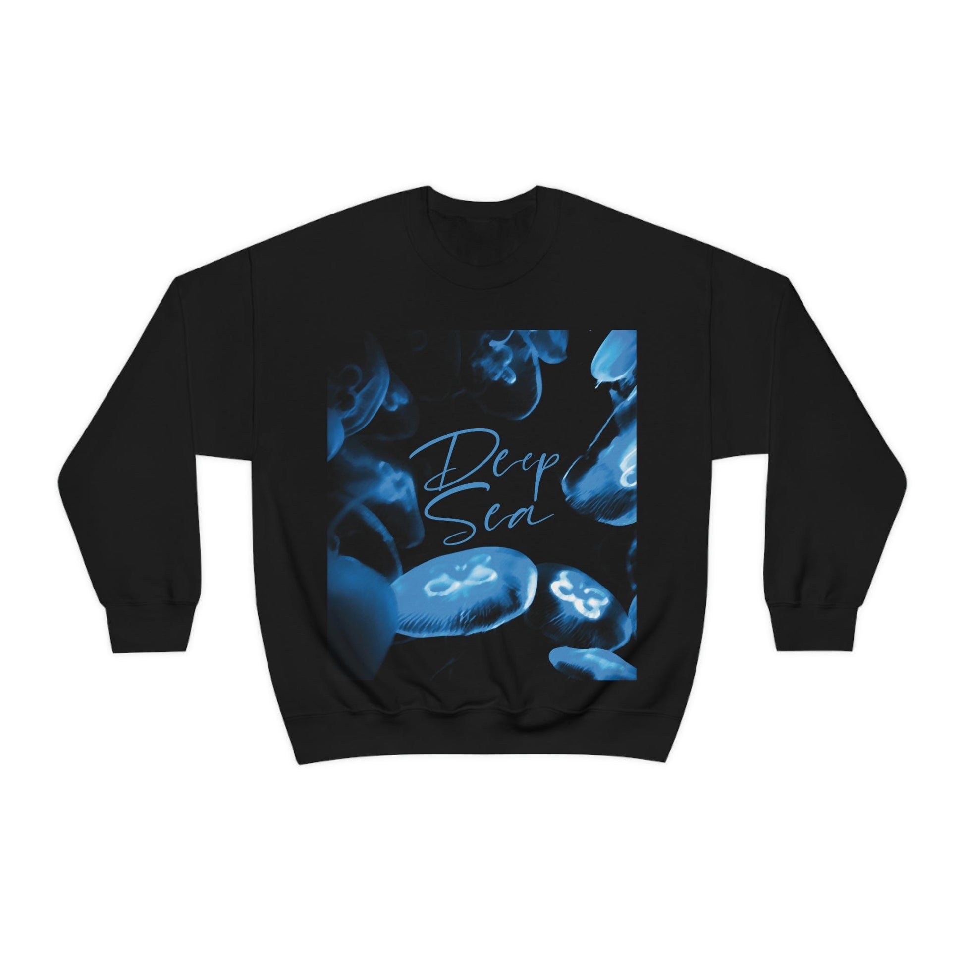 Deep Sea Jellyfish Silhouette Eco Friendly Life Sign Unisex Heavy Blend™ Crewneck Sweatshirt Ichaku [Perfect Gifts Selection]