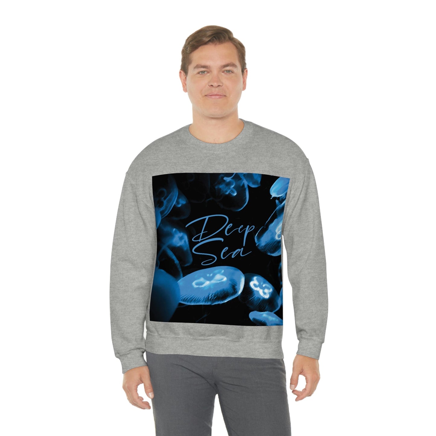 Deep Sea Jellyfish Silhouette Eco Friendly Life Sign Unisex Heavy Blend™ Crewneck Sweatshirt Ichaku [Perfect Gifts Selection]