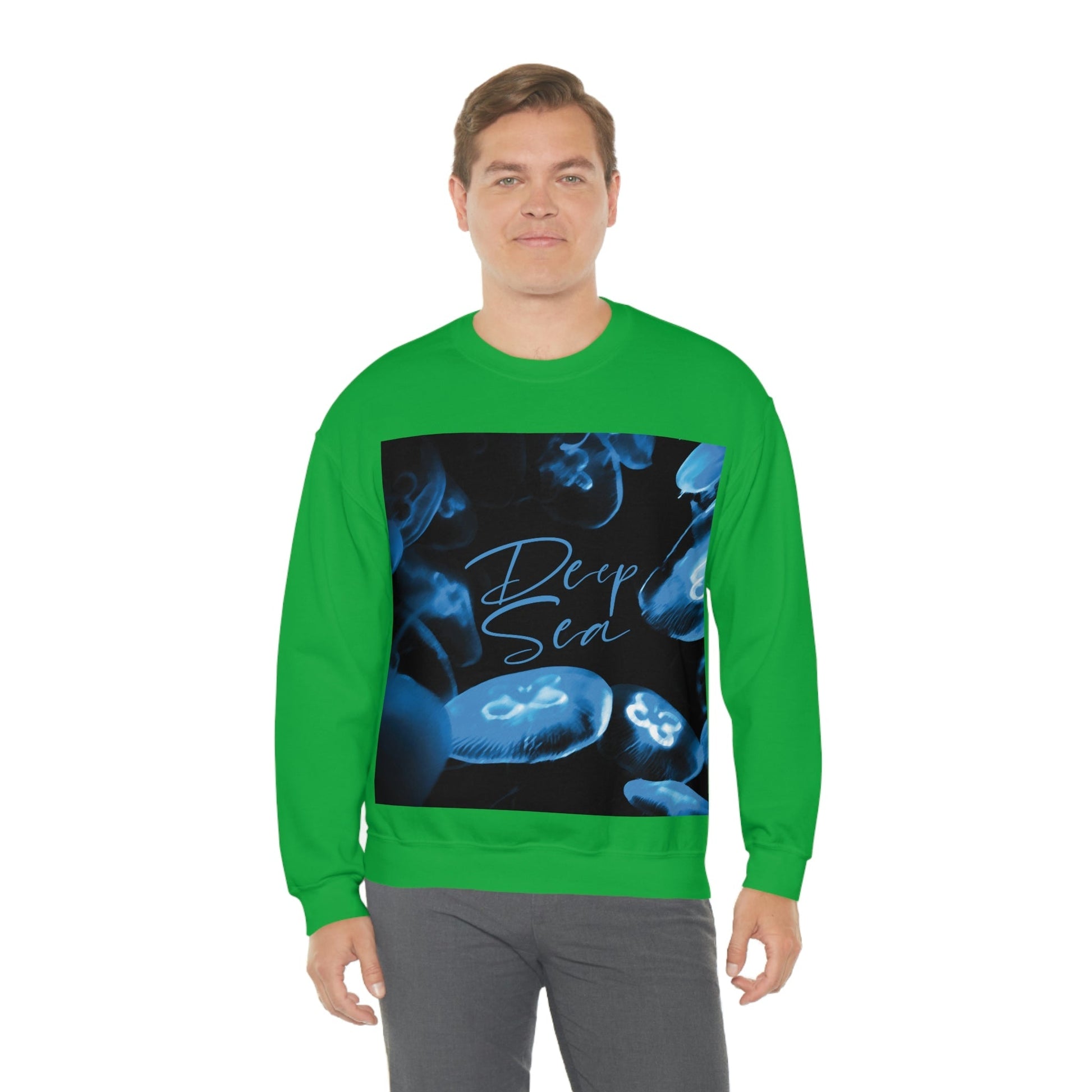 Deep Sea Jellyfish Silhouette Eco Friendly Life Sign Unisex Heavy Blend™ Crewneck Sweatshirt Ichaku [Perfect Gifts Selection]