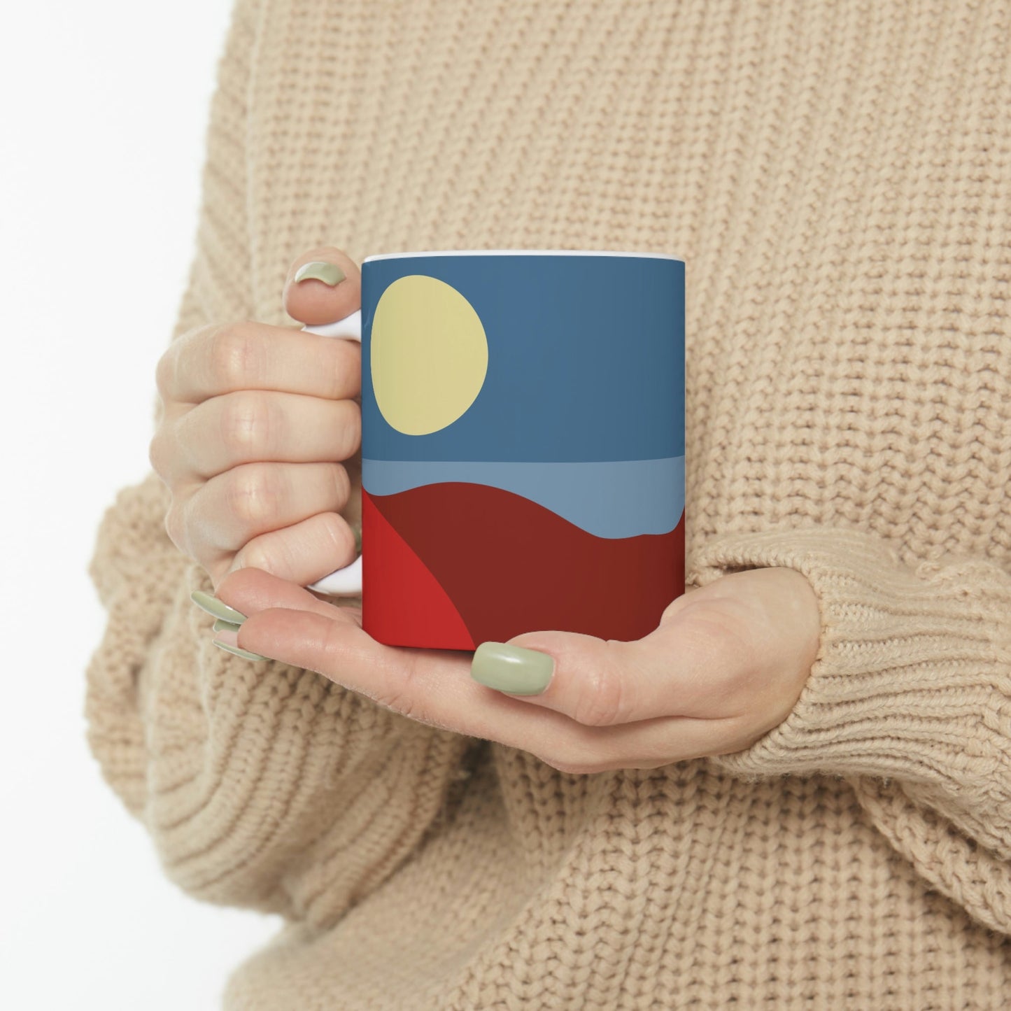 Desert Sunset Abstract Minimal Art Minimalistic Ceramic Mug 11oz Ichaku [Perfect Gifts Selection]
