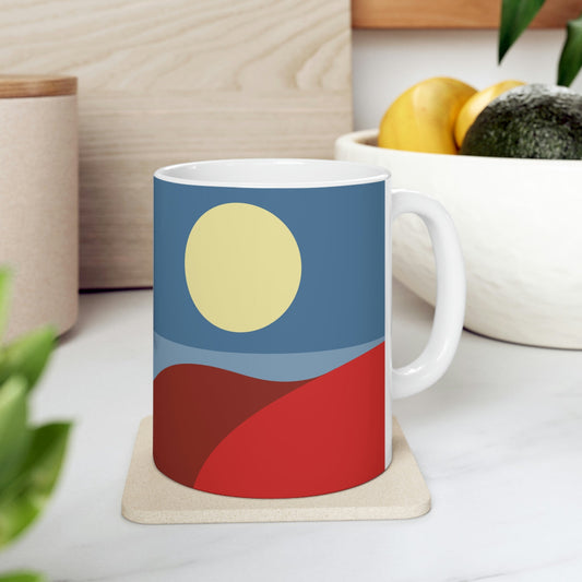 Desert Sunset Abstract Minimal Art Minimalistic Ceramic Mug 11oz Ichaku [Perfect Gifts Selection]