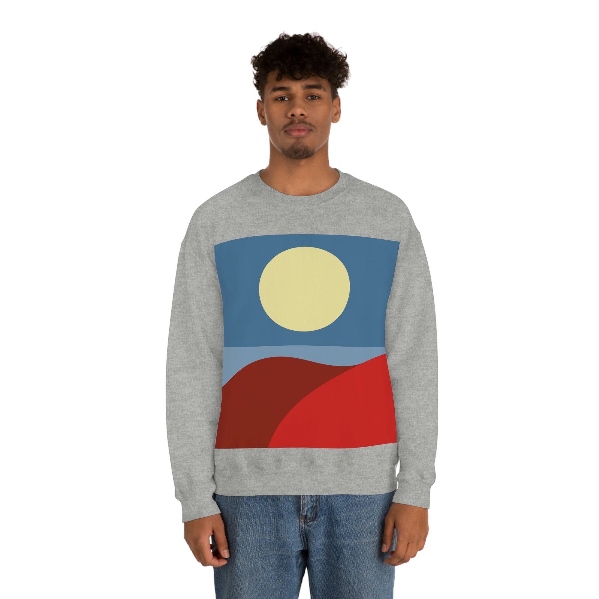 Desert Sunset Abstract Minimal Art Minimalistic Unisex Heavy Blend™ Crewneck Sweatshirt Ichaku [Perfect Gifts Selection]