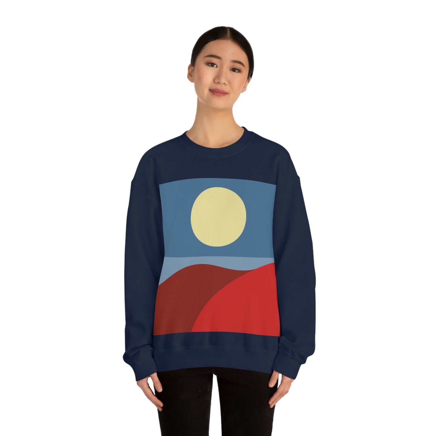 Desert Sunset Abstract Minimal Art Minimalistic Unisex Heavy Blend™ Crewneck Sweatshirt Ichaku [Perfect Gifts Selection]