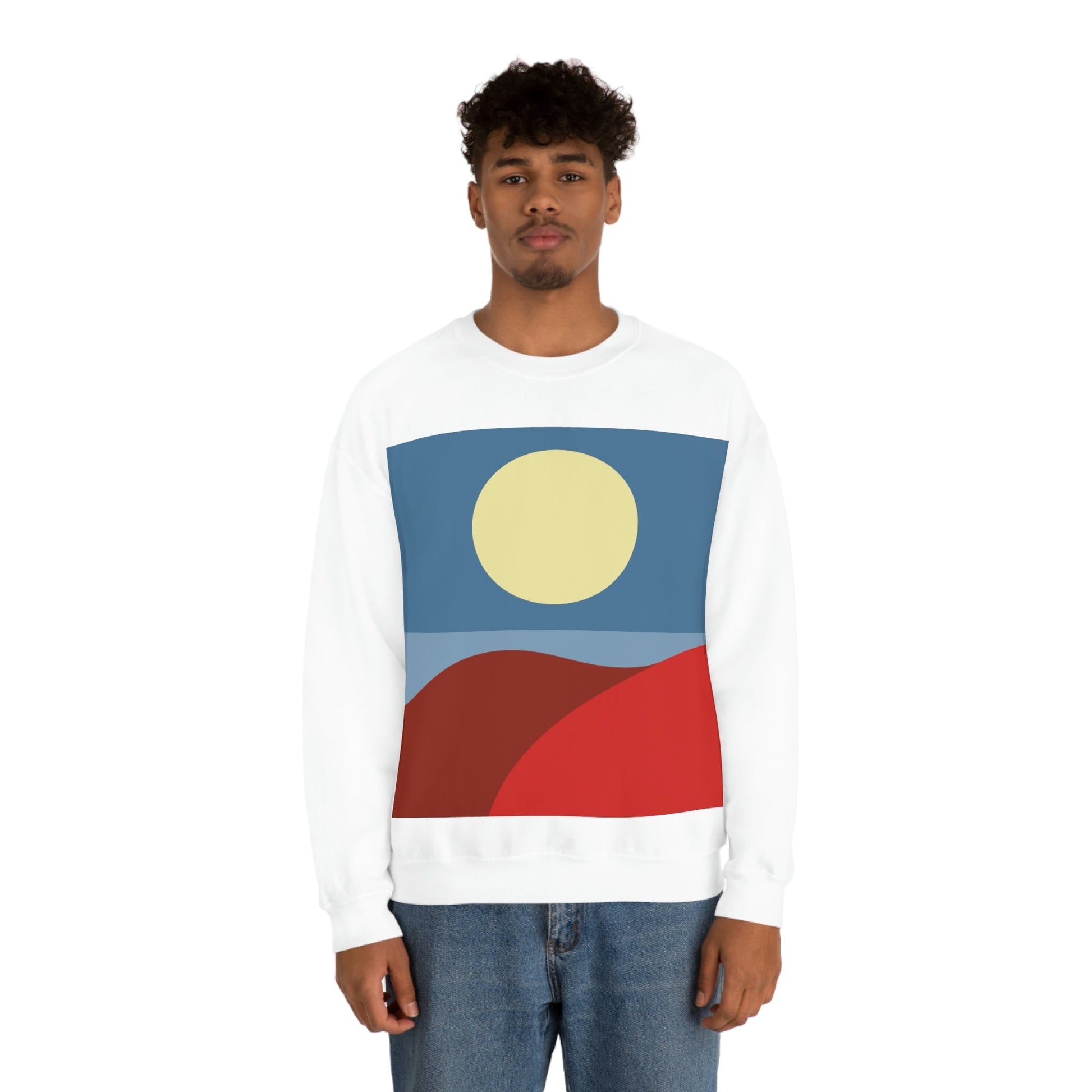 Desert Sunset Abstract Minimal Art Minimalistic Unisex Heavy Blend™ Crewneck Sweatshirt Ichaku [Perfect Gifts Selection]