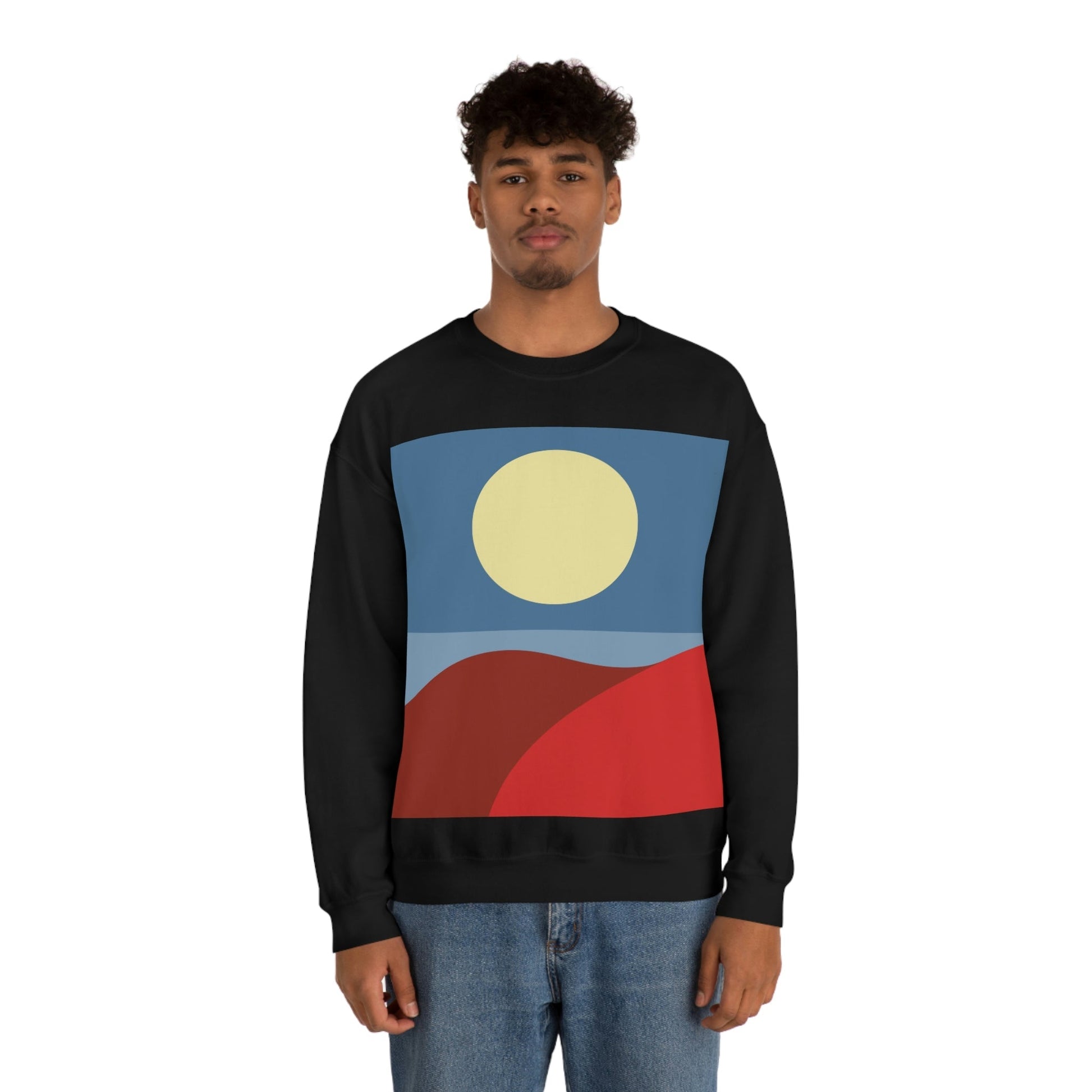 Desert Sunset Abstract Minimal Art Minimalistic Unisex Heavy Blend™ Crewneck Sweatshirt Ichaku [Perfect Gifts Selection]