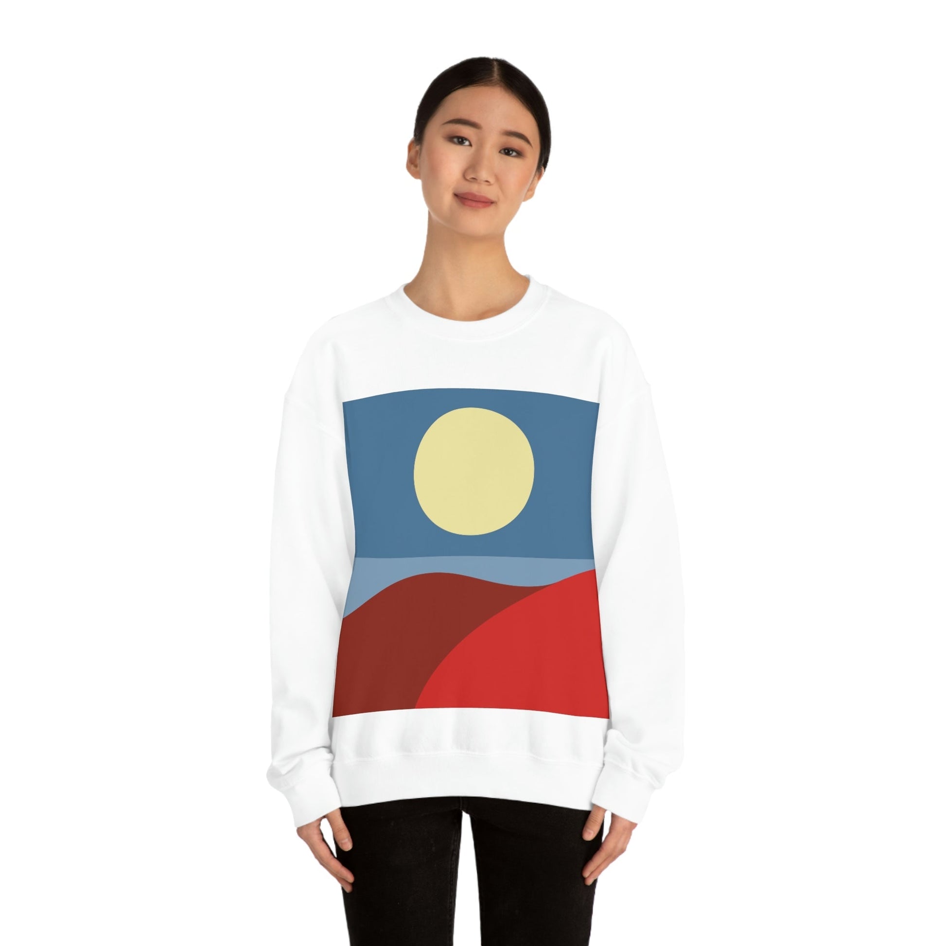 Desert Sunset Abstract Minimal Art Minimalistic Unisex Heavy Blend™ Crewneck Sweatshirt Ichaku [Perfect Gifts Selection]