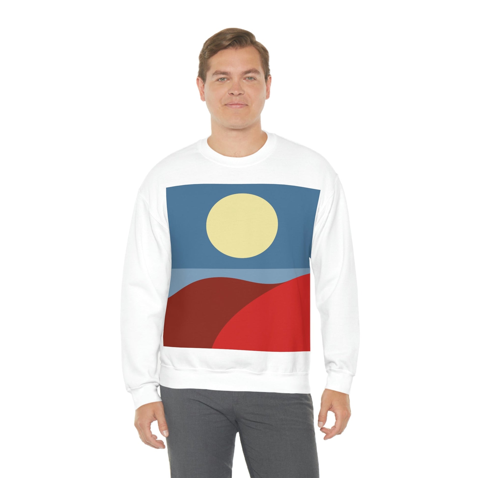 Desert Sunset Abstract Minimal Art Minimalistic Unisex Heavy Blend™ Crewneck Sweatshirt Ichaku [Perfect Gifts Selection]