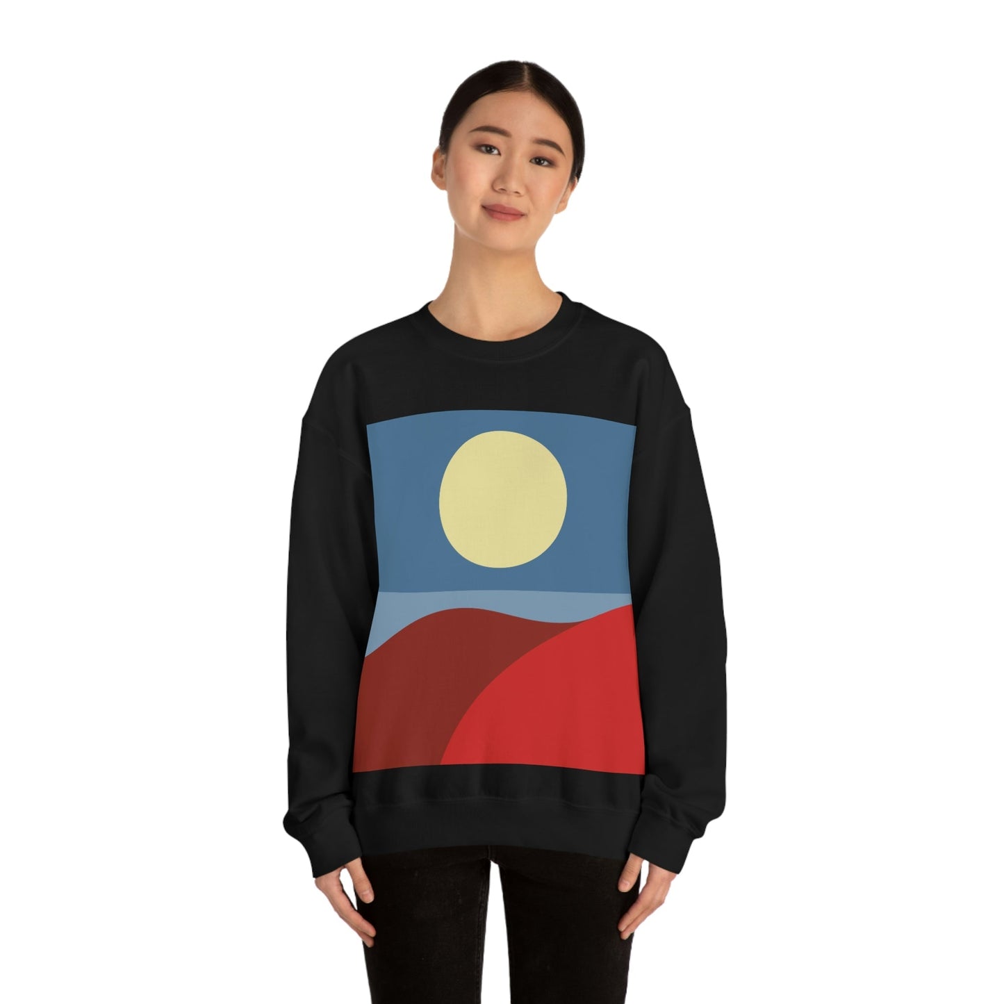 Desert Sunset Abstract Minimal Art Minimalistic Unisex Heavy Blend™ Crewneck Sweatshirt Ichaku [Perfect Gifts Selection]