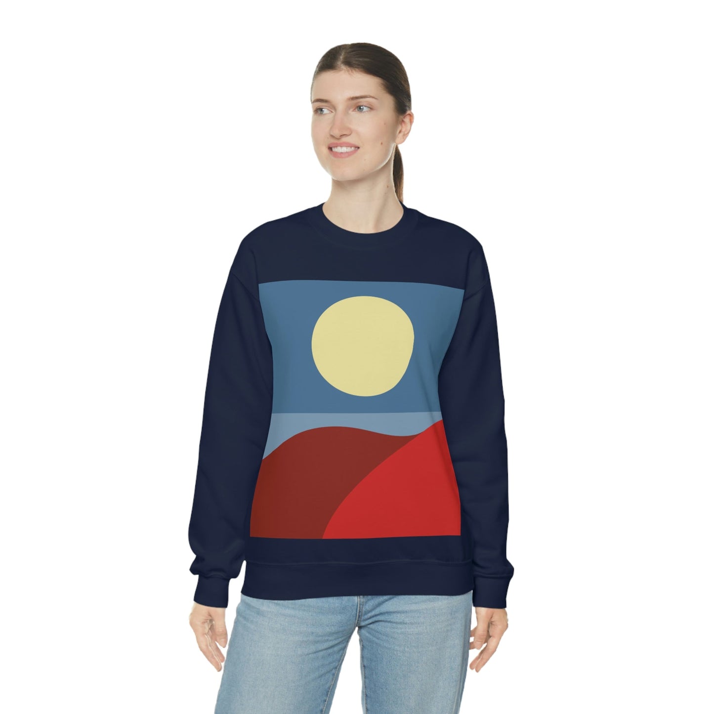 Desert Sunset Abstract Minimal Art Minimalistic Unisex Heavy Blend™ Crewneck Sweatshirt Ichaku [Perfect Gifts Selection]